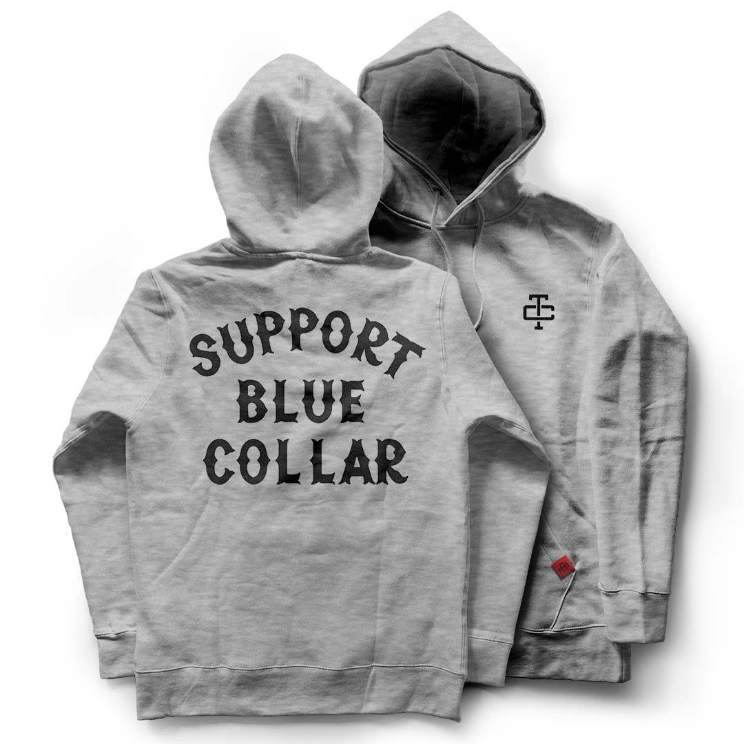 Support Blue Collar Hoodie - Durable Workwear for Men & Women | Comfortable Cotton Blend Pullover for Construction, Mechanics & Outdoor Labor | Stay Warm on Job Sites & Casual Wear