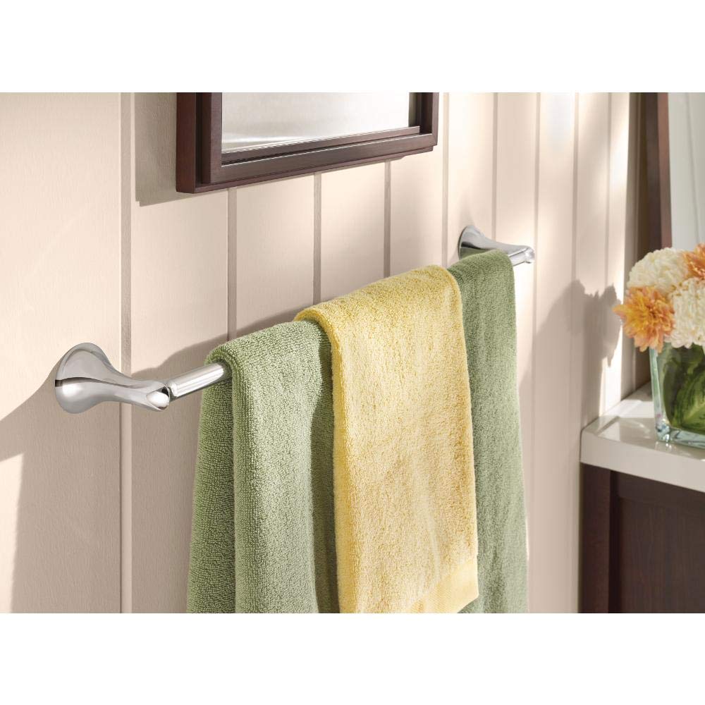 Moen Darcy 18 Inch Chrome Towel Bar with Press and Mark - Perfect for Bathroom, Kitchen, and Spa Decor