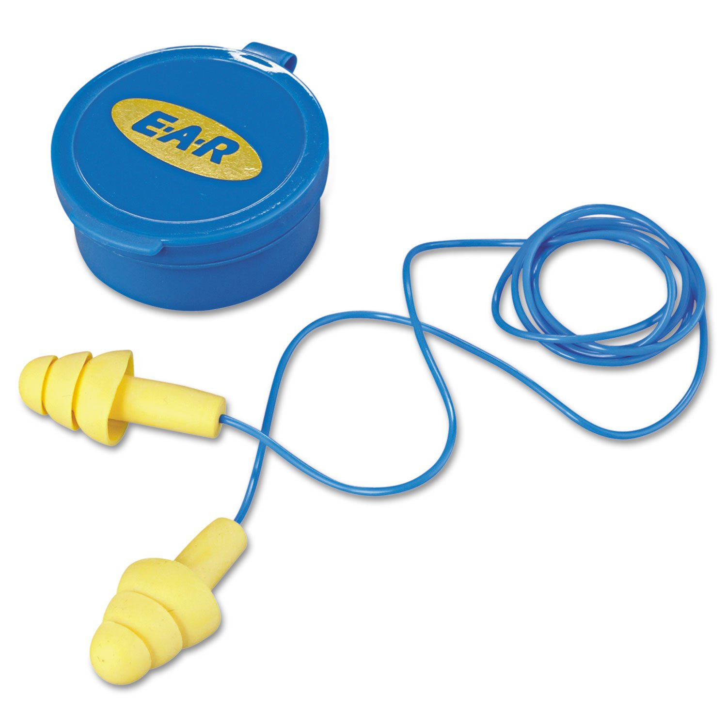 3M 3404002 E·A·R UltraFit Multi-Use Earplugs with Cord - 25NRR Noise Reduction, Yellow/Blue, 50 Pairs - Ideal for Construction, Shooting, Concerts & Sleeping