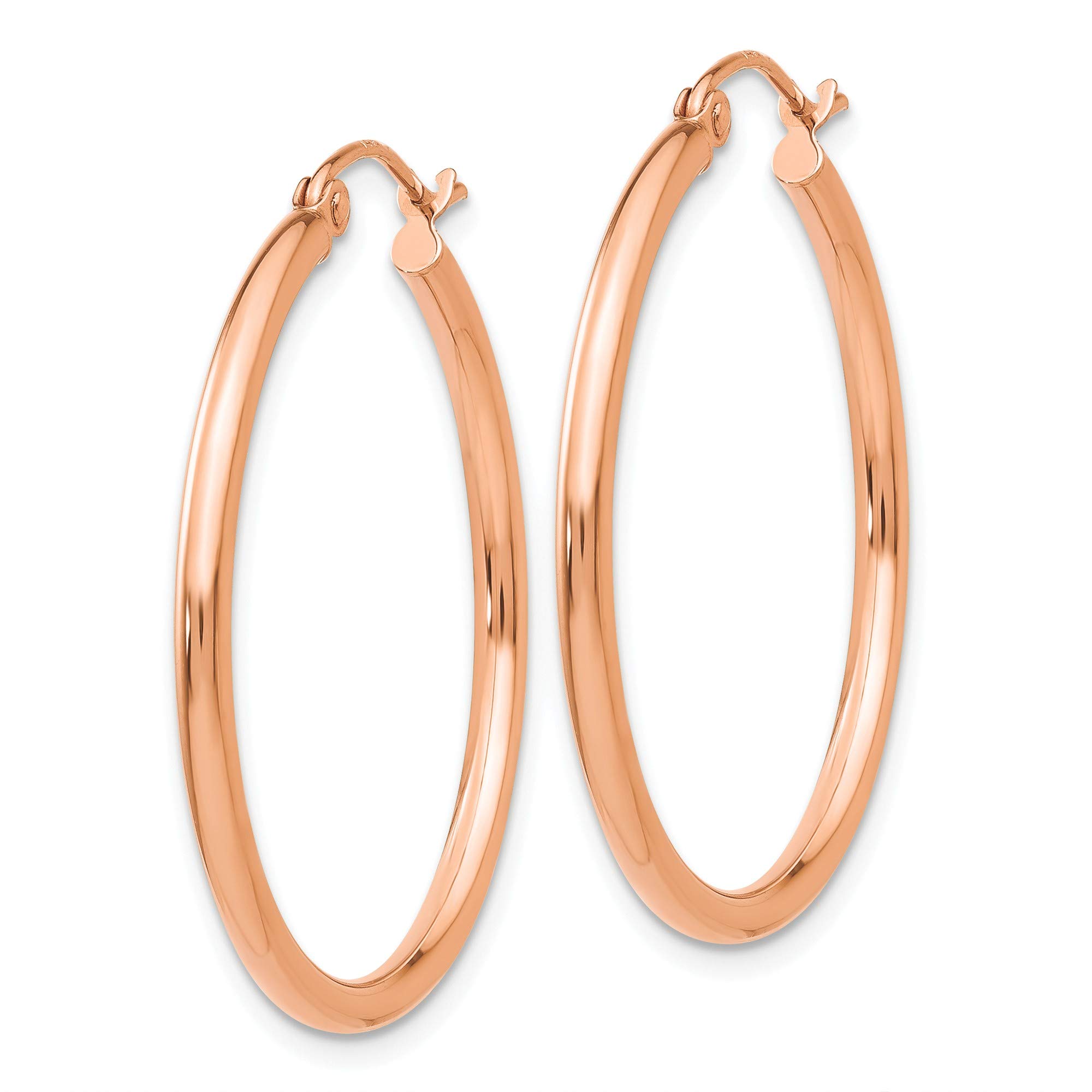 10K Rose Gold Polished 2mm Tube Hoop Earrings for Women - Hypoallergenic Dainty Everyday Jewelry - Perfect for Gifts, Parties & Special Occasions