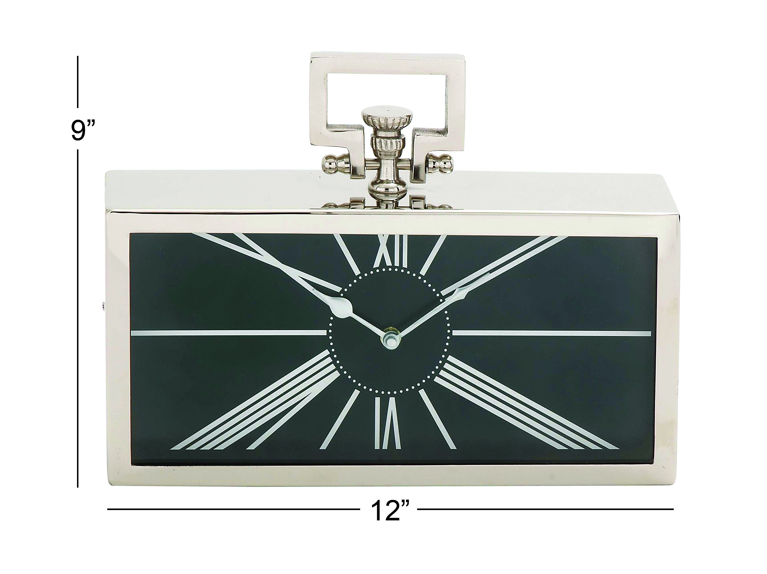 Deco 79 Modern Metal Table Clock - 12 x 9 Inches - Elegant Home & Office Desk Decor - Perfect for Living Room, Bedroom, or Workspace
