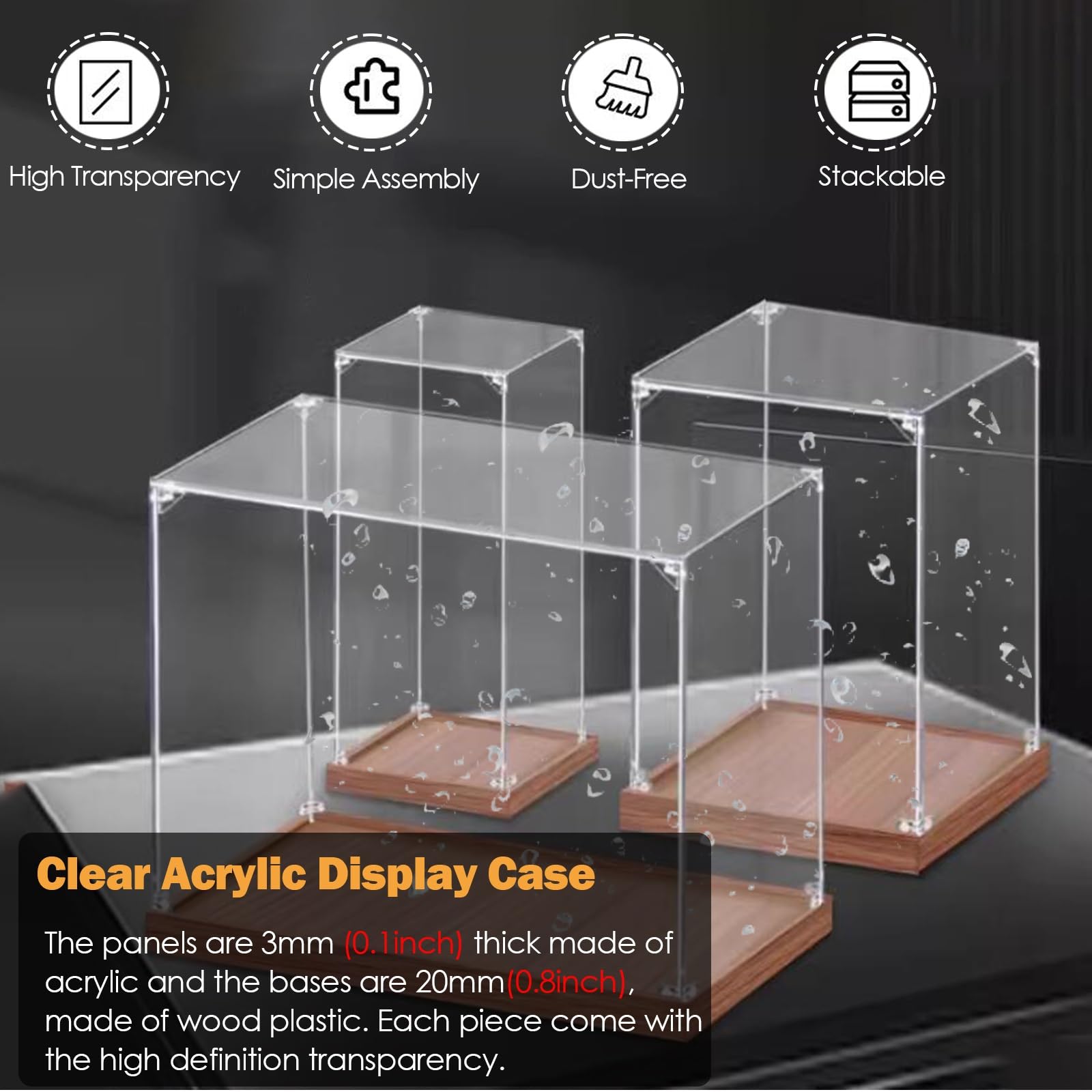 Clear Acrylic Display Case - Large Transparent Acrylic Box for Collectible Toys, Transparent Storage Organizer with Cube Design, Plastic Showcase Box - Perfect for Toy Collections, Home Decor & Retail Displays