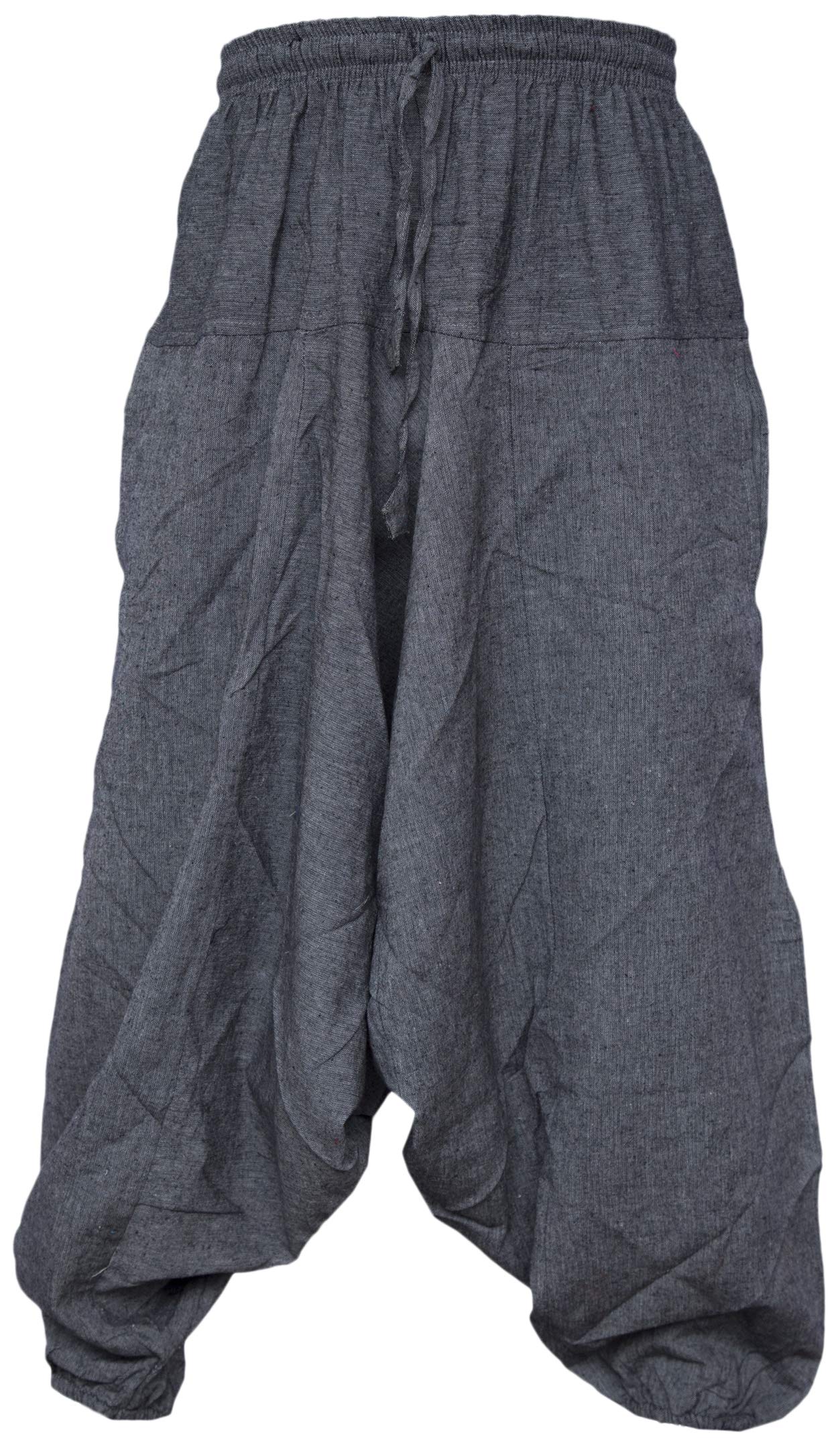 **Gheri Men's Cotton Hemp Harem Pants - Aladdin Genie Style Wide Crotch Loose Fit Trousers for Yoga, Meditation & Lounge Wear**
