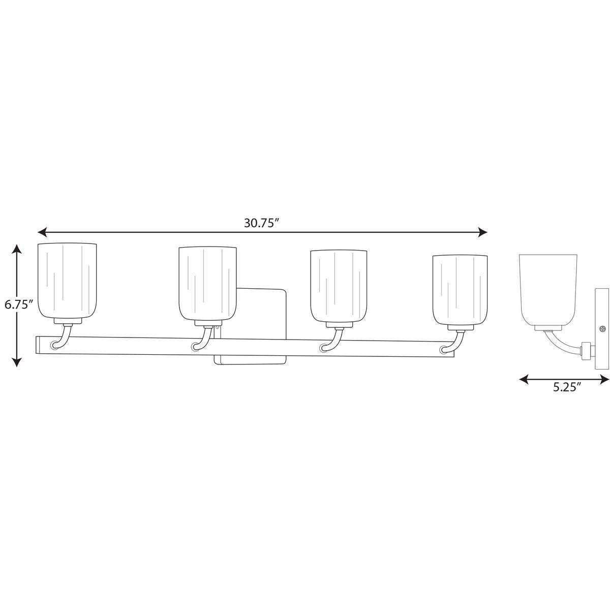 Progress Lighting Moore Collection 4-Light White Opal Glass Bathroom Vanity Light in Satin Brass - Elegant Bathroom Lighting Fixture for Modern Home Decor & Vanity Makeup Area