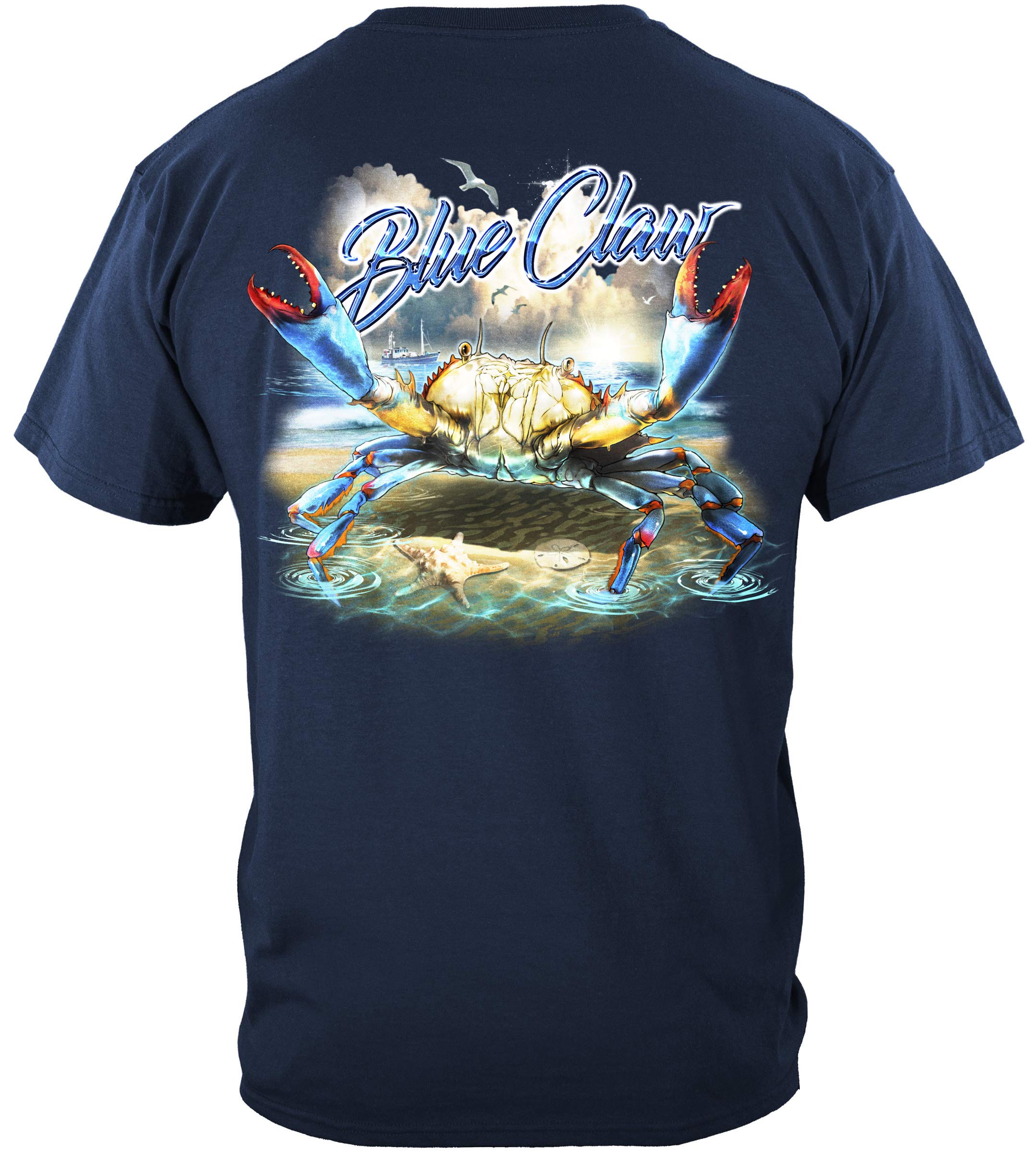 Men's Bass Fishing Shirts - Blue Claw Crab Graphic T-Shirt BTB2380 | Comfortable & Durable Fishing Apparel for Outdoor Enthusiasts