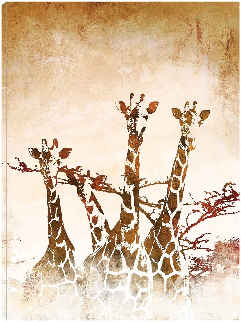 Premium Safari Giraffe II Canvas Wall Art by Dan Meneely - Handmade Fine Art Painting for Living Room, Bedroom, Office Decor - Ready to Hang 24x32 Inches - Perfect for Home, Office & Commercial Spaces