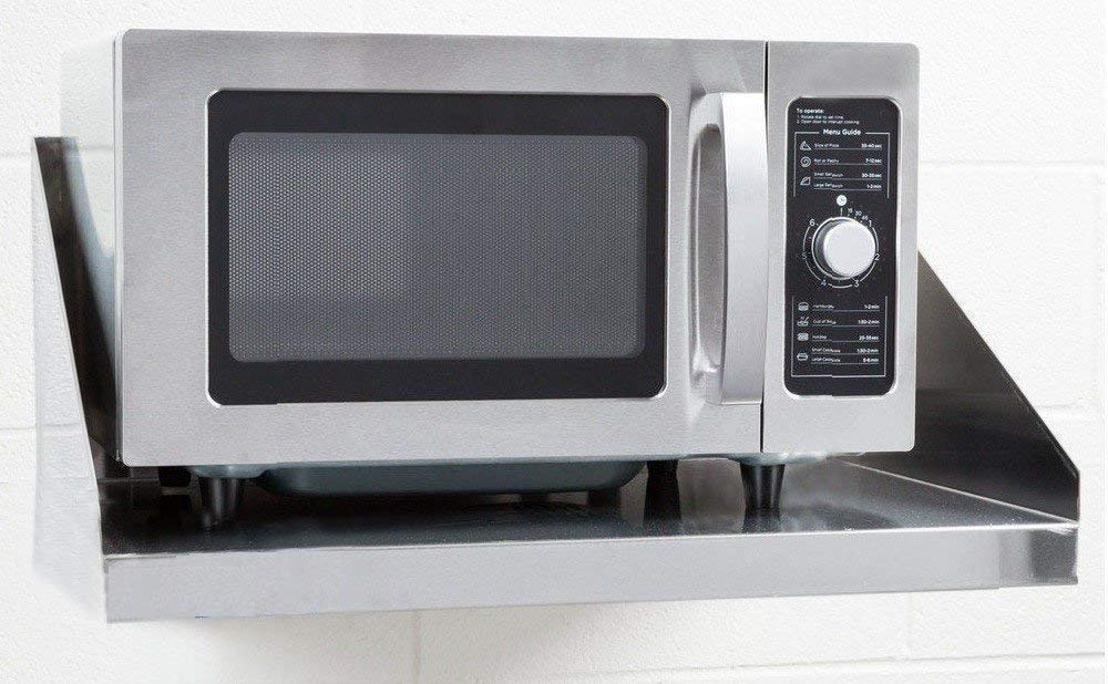 18x24 Inch Heavy Duty Stainless Steel Microwave Wall Shelf - Rustproof Kitchen Organizer for Small Spaces, Perfect for Apartments & Dorm Rooms