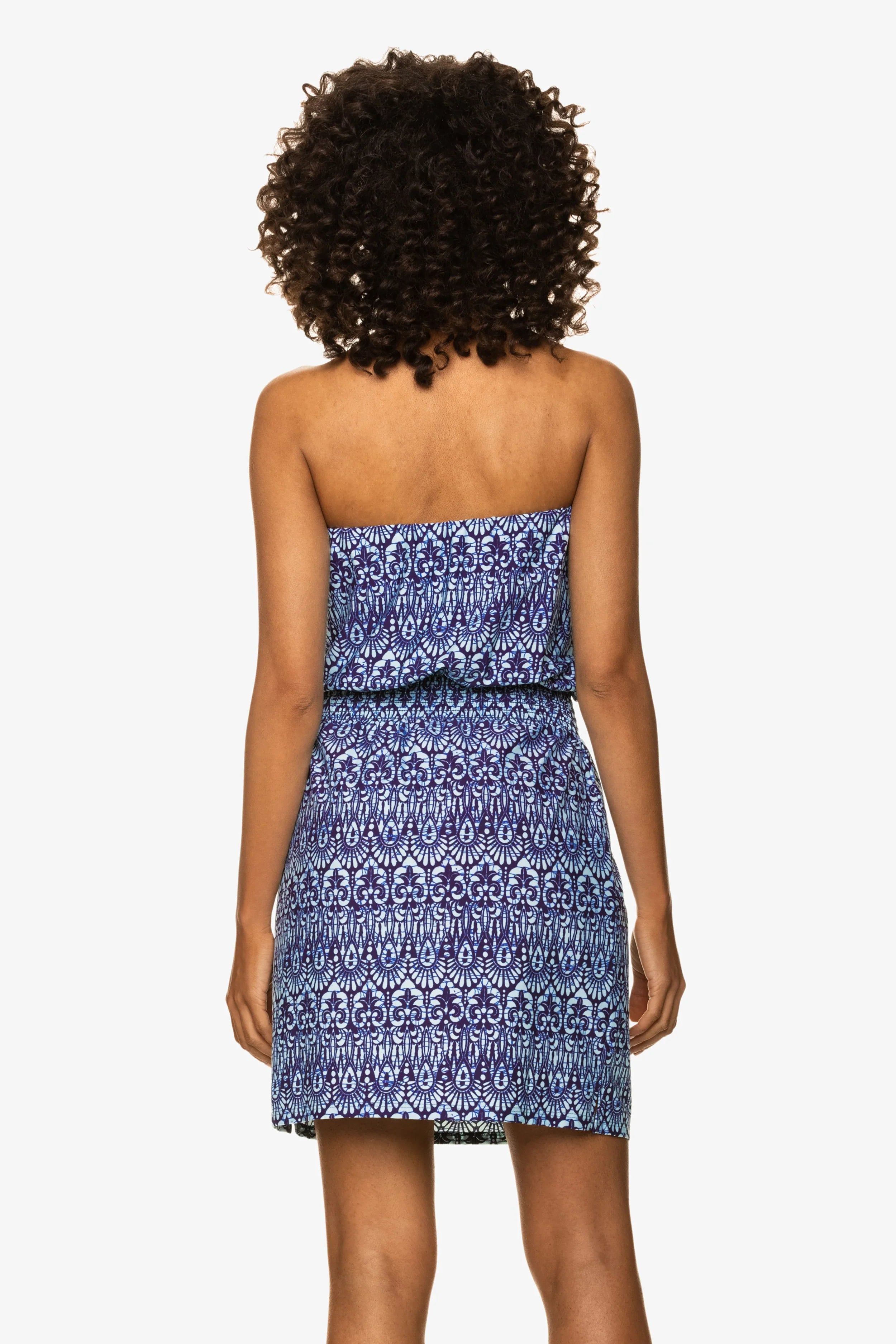 Short Jolie Dress | Island Batik Navy Blue Floral Print | Perfect for Summer Beach Vacations & Casual Outings