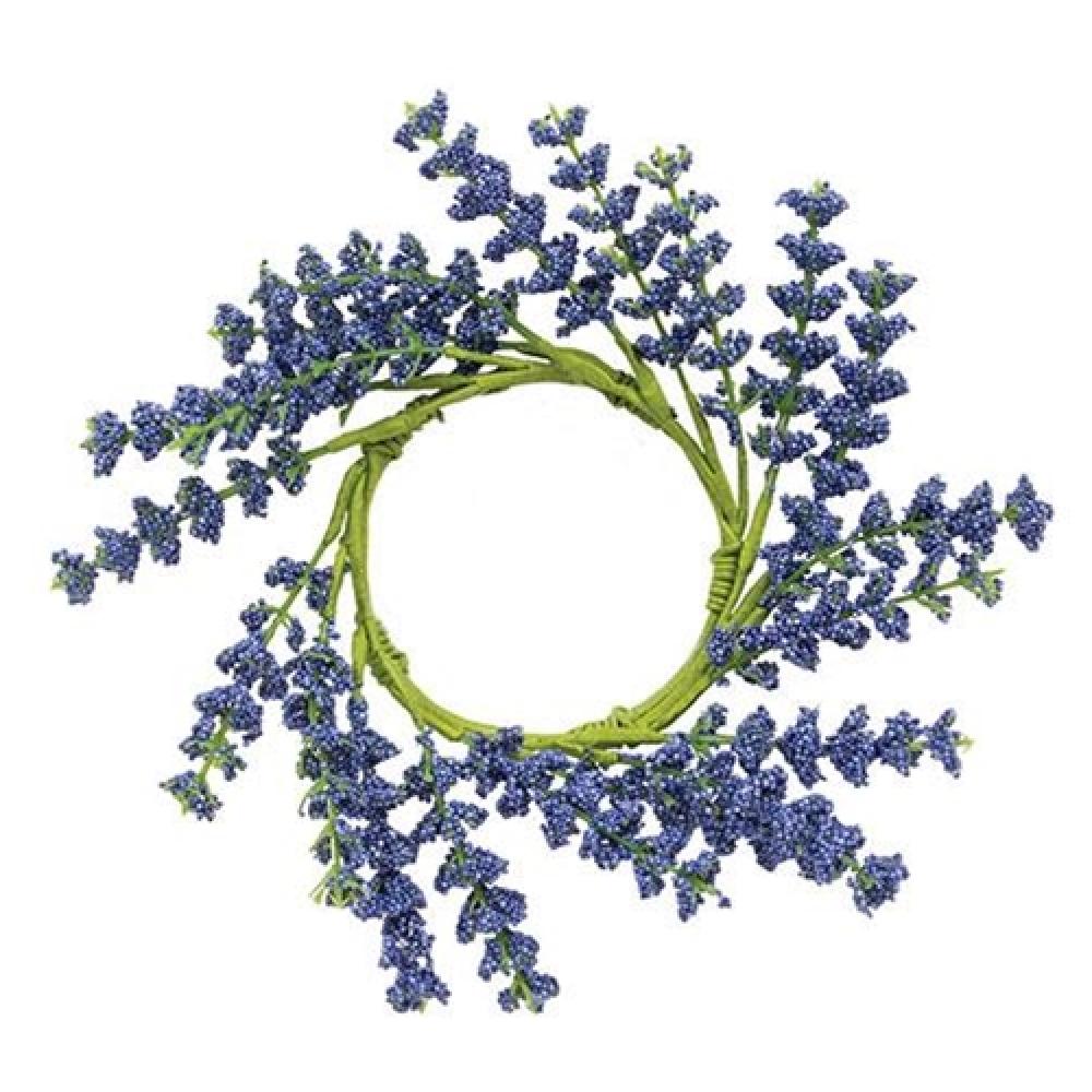 Blue Astilbe Candle Ring - Elegant Floral Candle Decor for Weddings, Home Decor & Table Centerpieces