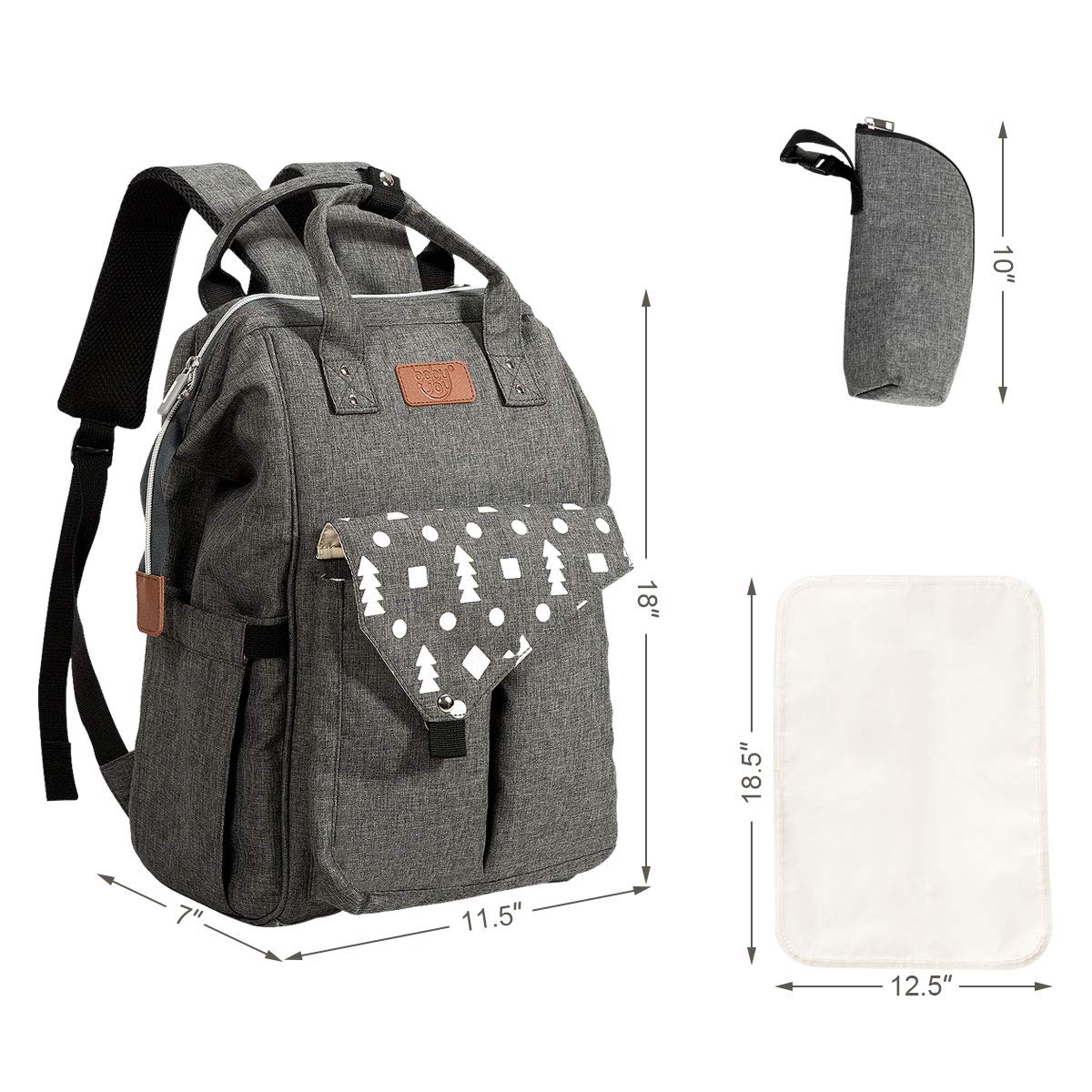BABY JOY Waterproof Diaper Backpack - Large Capacity Multifunctional Baby Bag with Stroller Straps, Changing Pad & USB Charging Port - Perfect for Travel, Maternity & Everyday Baby Care (Gray)
