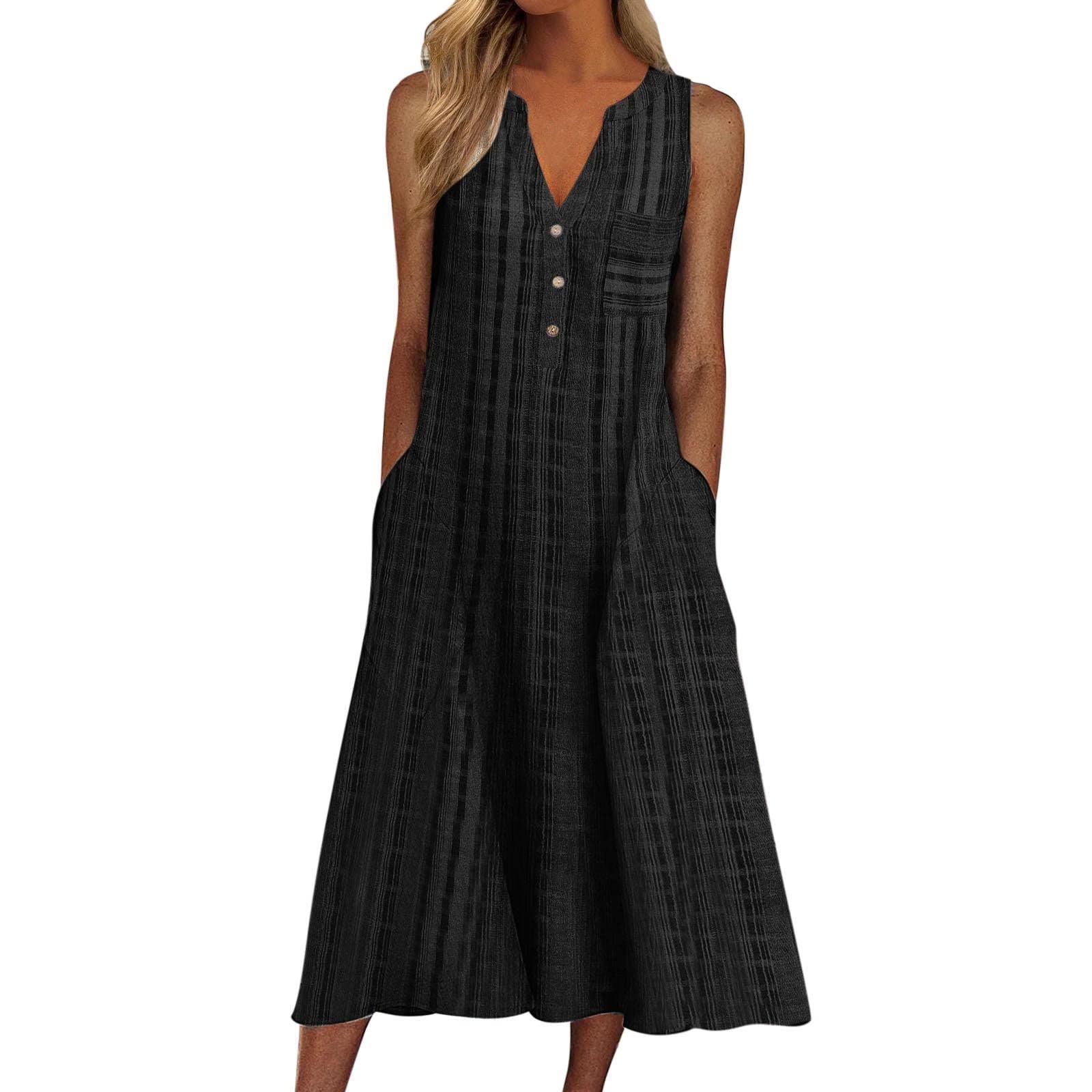 Women's Fashion Gradient Print V-Neck Sleeveless Loose Dress - Summer Casual Sundress, Beach Cover Up, Vacation Outfit, Party Wear in Green