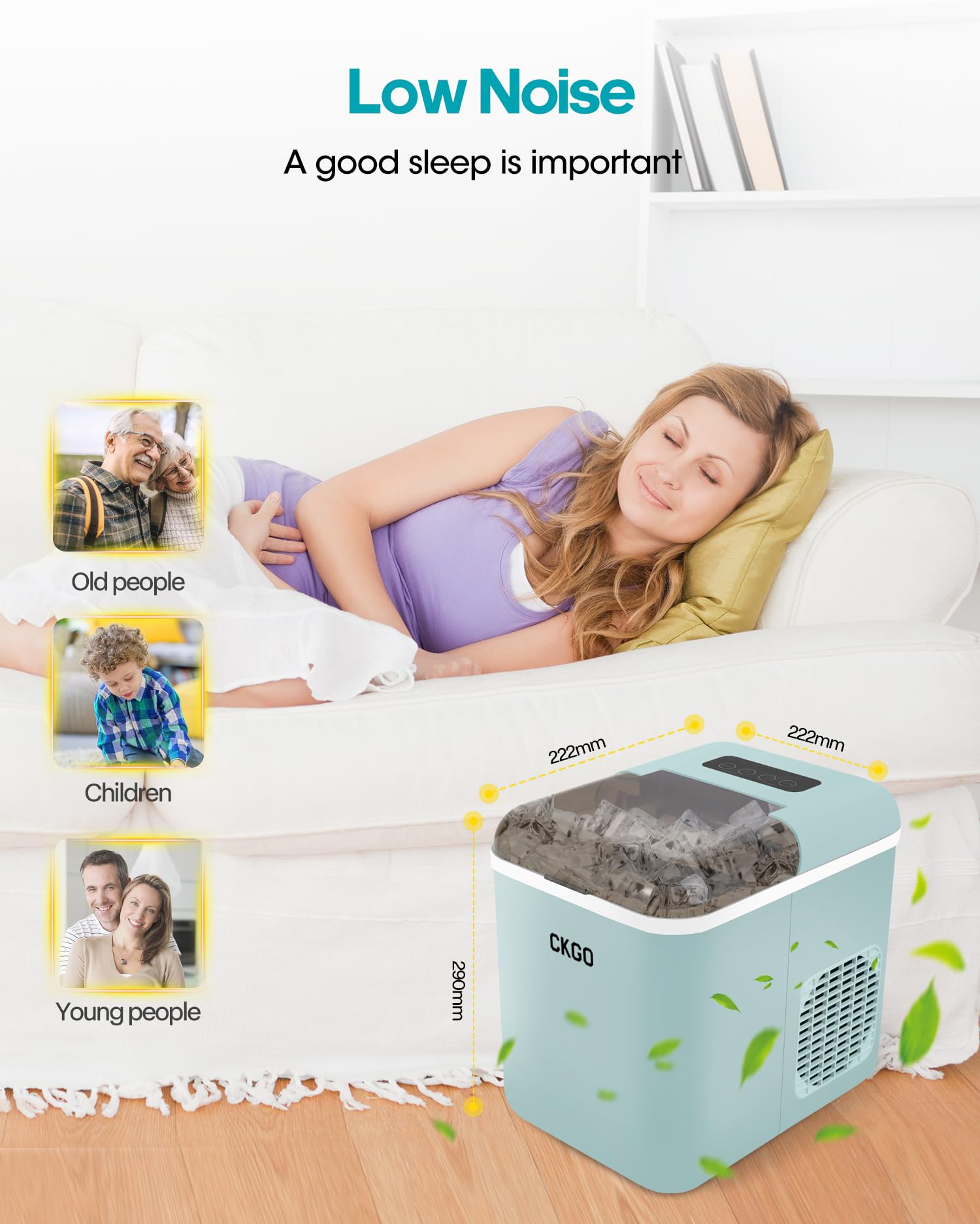 Smart Ice Maker Countertop - 33 lbs/Day, 9 Cubes in 6 Mins, Self-Cleaning Compact Wi-Fi Ice Machine with App Control, 2 Sizes Bullet Ice Makers for Home, Kitchen, Office, Camping & RV - Perfect for Parties, BBQs and Outdoor Adventures