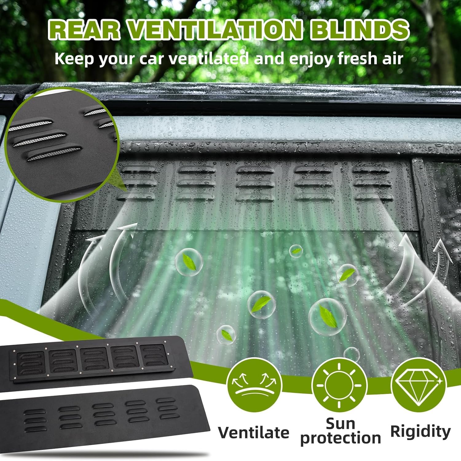 2018-2024 Jeep Wrangler JLU 4-Door Window Vent Covers with Insect Net - 2-Piece Set for Fresh Air & Bug Protection | Perfect for Off-Roading & Summer Driving