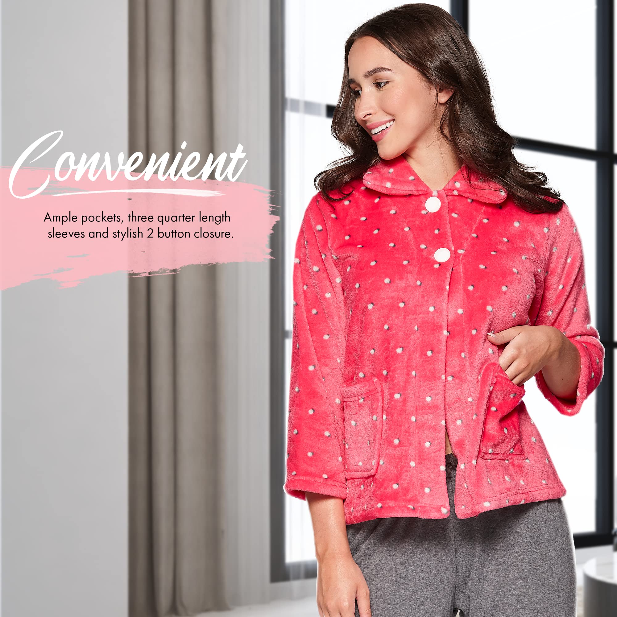 Women's Casual Bed Jacket with Peter Pan Collar - Soft & Comfortable Loungewear for Relaxing at Home, Morning Coffee, and Reading in Bed
