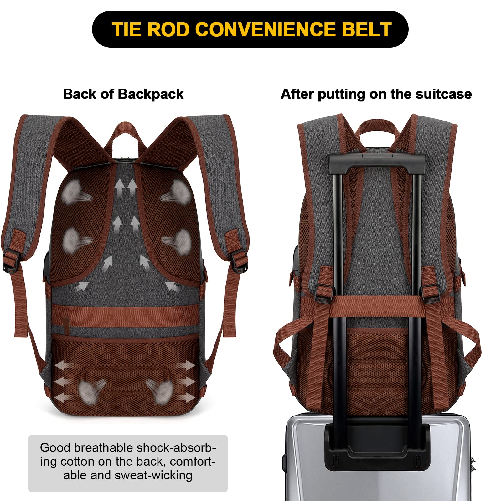Tzowla Anti-Theft Laptop Backpack for Men & Women - 15.6 Inch USB Charging College Bookbag with Lock - Durable Canvas Rucksack for School, Work & Travel - Dark Grey | Perfect for Commuting, Business Trips & Campus Life