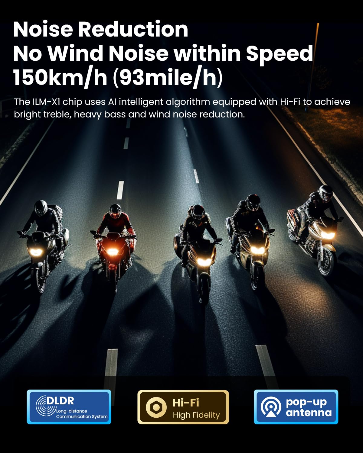 ILM Motorcycle Bluetooth Headset - RANGEPRO Helmet Communication System with 2100M Intercom, IP67 Waterproof & Noise Cancellation (Gray) - Perfect for Group Riding, GPS Navigation & Hands-Free Calls