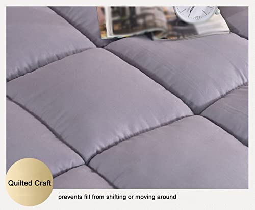 Cooling Mattress Topper Twin Size - Pillowtop Bed Topper with Anchor Bands, Soft Down Alternative Filling, Breathable Mattress Pad Cover (200x220cm, White) for Day Beds, Guest Rooms & Dorm Comfort