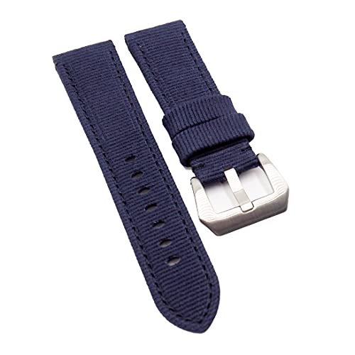 24mm Space Blue Canvas Watch Band Replacement for Panerai Luminor - Durable Nylon Strap for Diving, Outdoor & Casual Wear