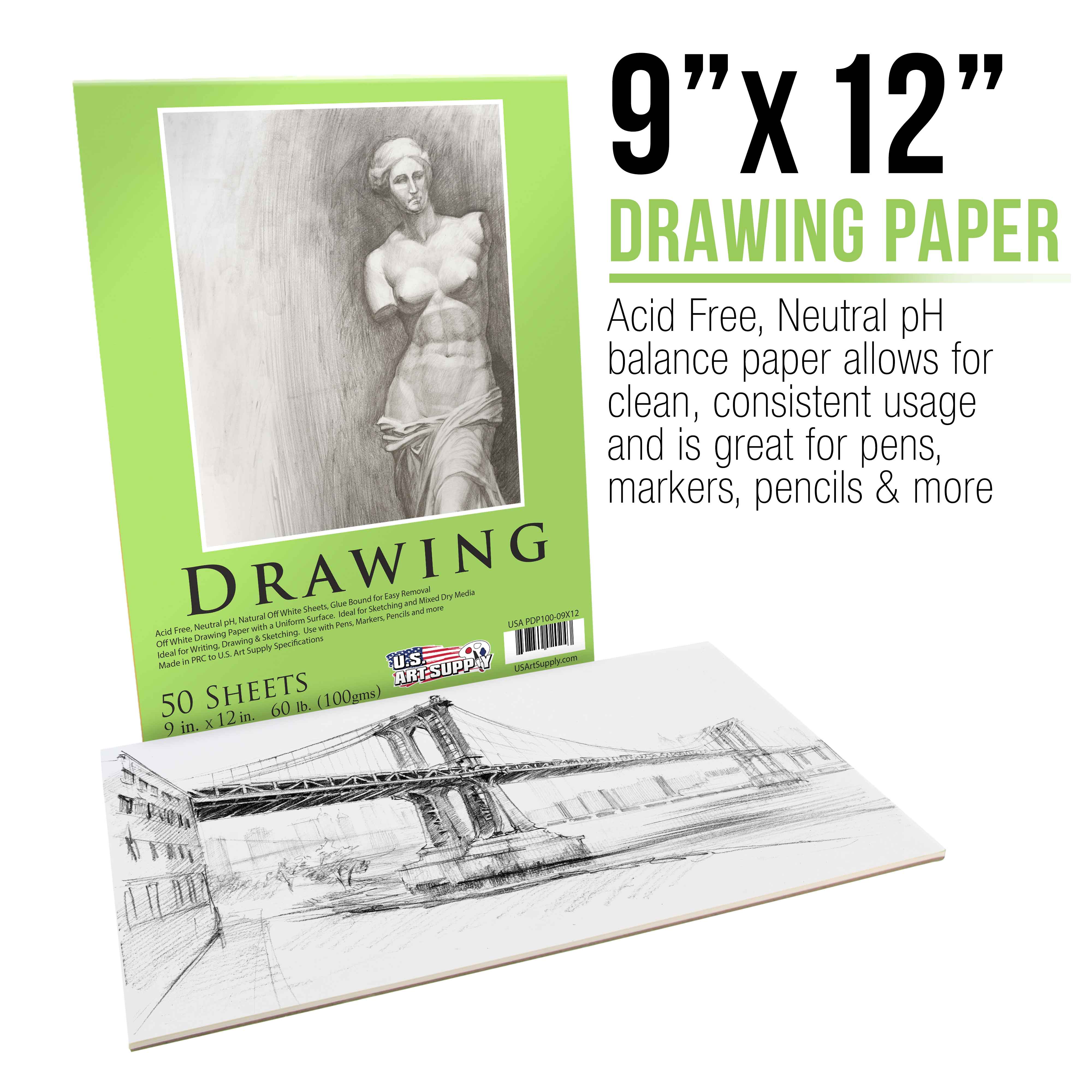 9x12 Premium Sketchbook for Artists - 2 Pack (100 Sheets Total) 60lb/100gsm Mixed Media Paper - Ideal for Drawing, Colored Pencils & Charcoal - Perfect for Adults & Art Students - Great for Studio Work, Classroom Projects & Outdoor Sketching