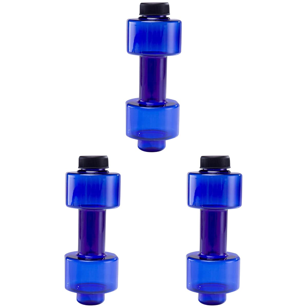 PRETYZOOM 3-Pack Sports Water Bottles with Dumbbell Design - BPA-Free Plastic, Leak-Proof, Insulated for Cold Drinks - Perfect for Gym, Fitness, Running & Outdoor Activities (Blue)