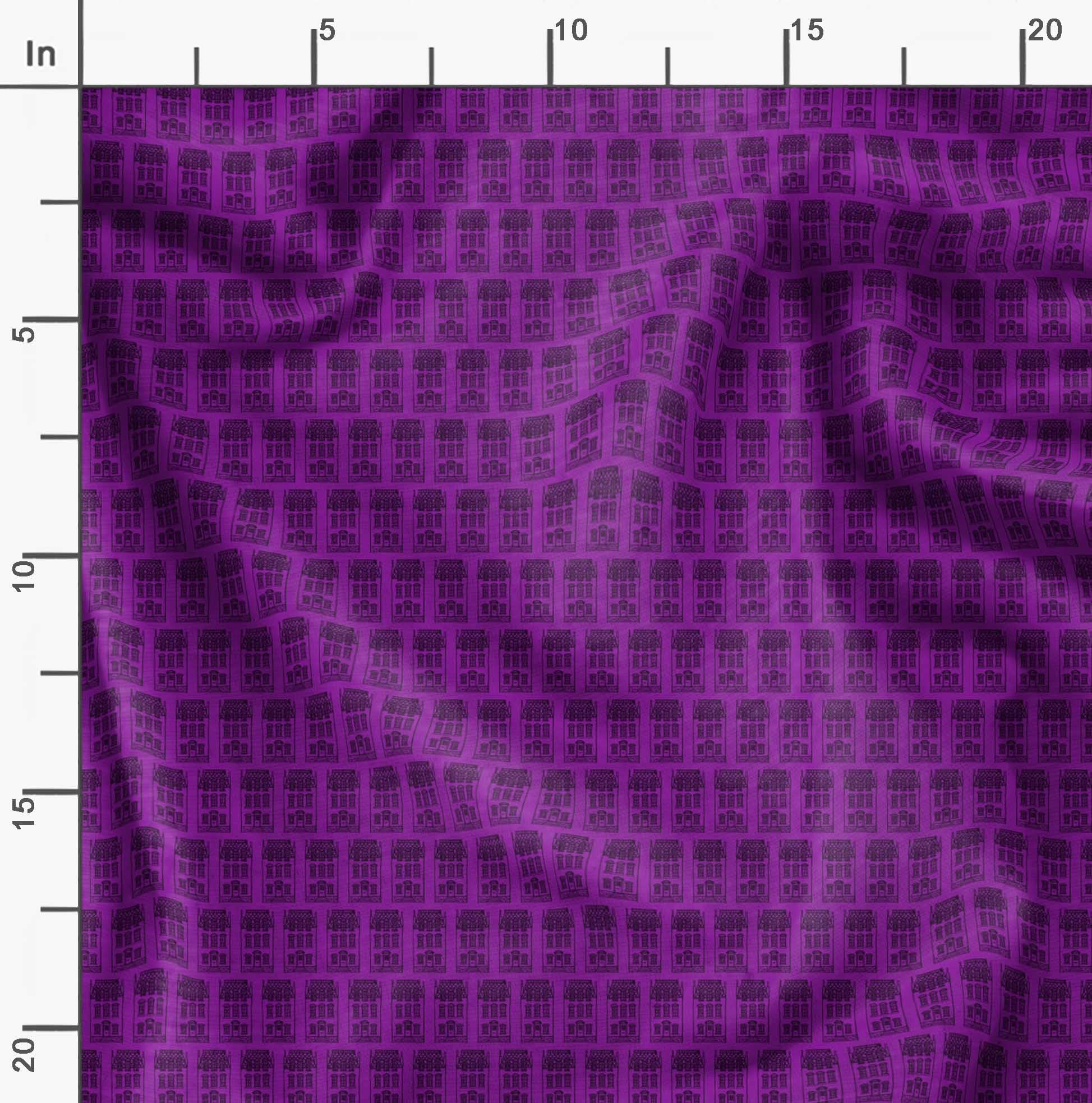 Soimoi Poly Georgette Purple Fabric by The Yard - 42 Inch Wide Urban Tapestry Buildings Architectural Print Fabric for Dresses, Curtains & Home Decor - Lightweight Flowy Material for DIY Fashion & Interior Design Projects