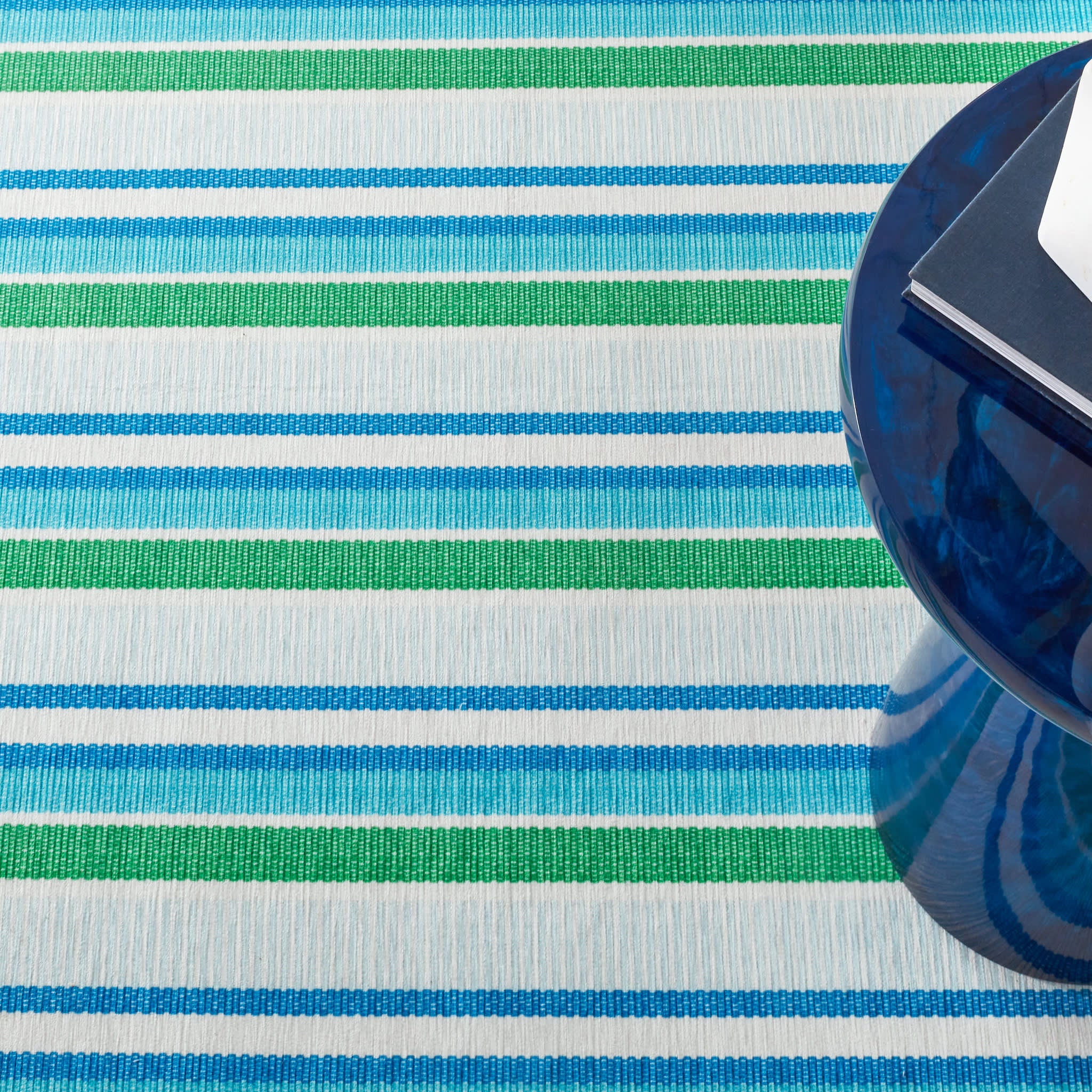 Always Greener Machine Washable Area Rug - Cobalt & Green Indoor/Outdoor Carpet - Perfect for Living Room, Bedroom, or Patio Decor