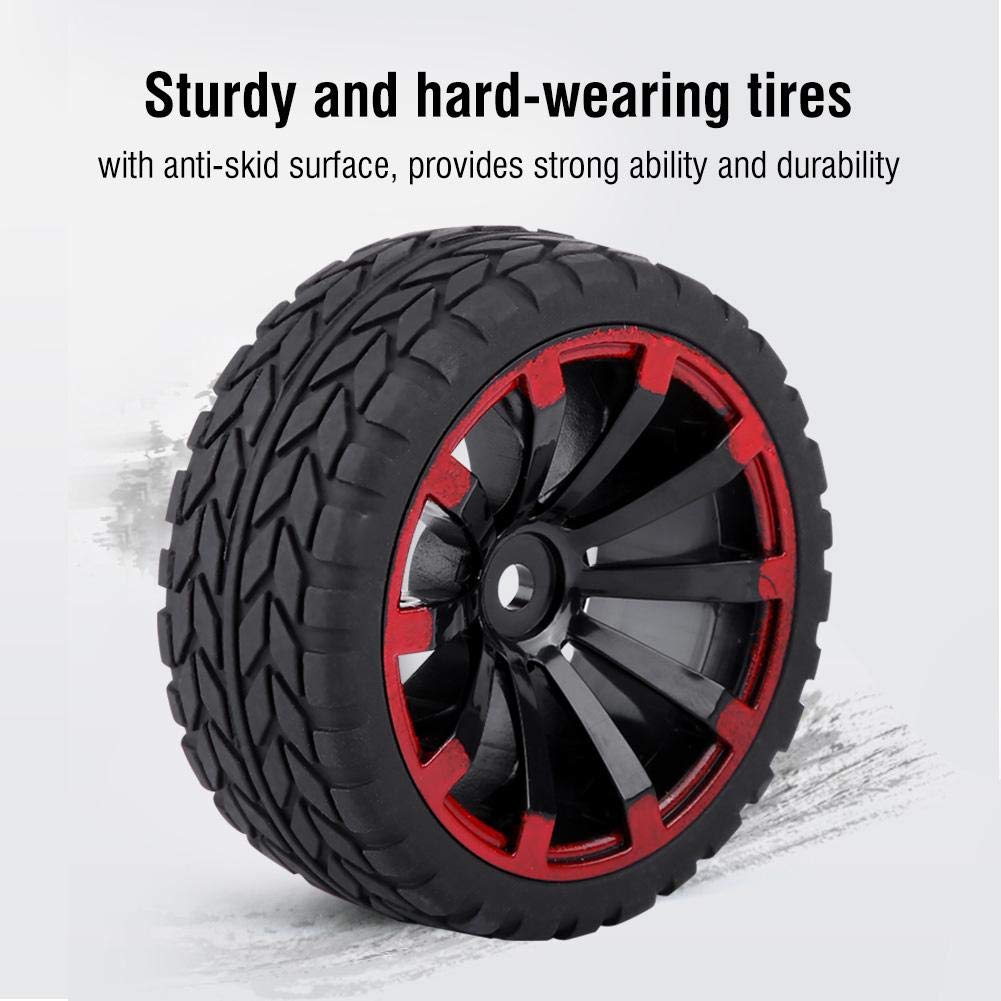 4PCS 1:10 Scale RC Car Tires - Off-Road Rubber Crawler Wheels with Grain Pattern for RC Vehicles | Durable Replacement Parts for Rock Crawling & Trail Driving