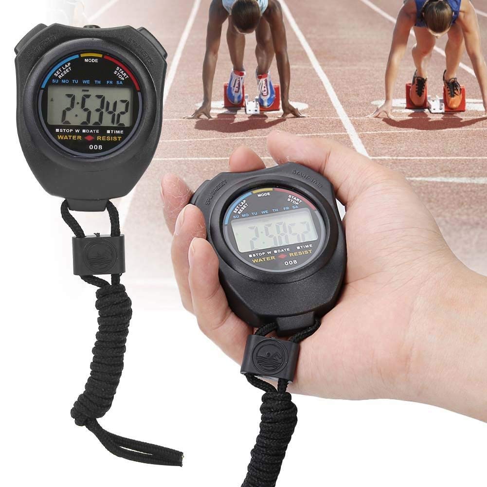 Digital Stopwatch 2-Pack - Sports Stopwatch with LCD Timer, Multifunction Pocket Chronometer for Running, Racing & Training | Track Workouts, Swim Meets & Fitness Timing