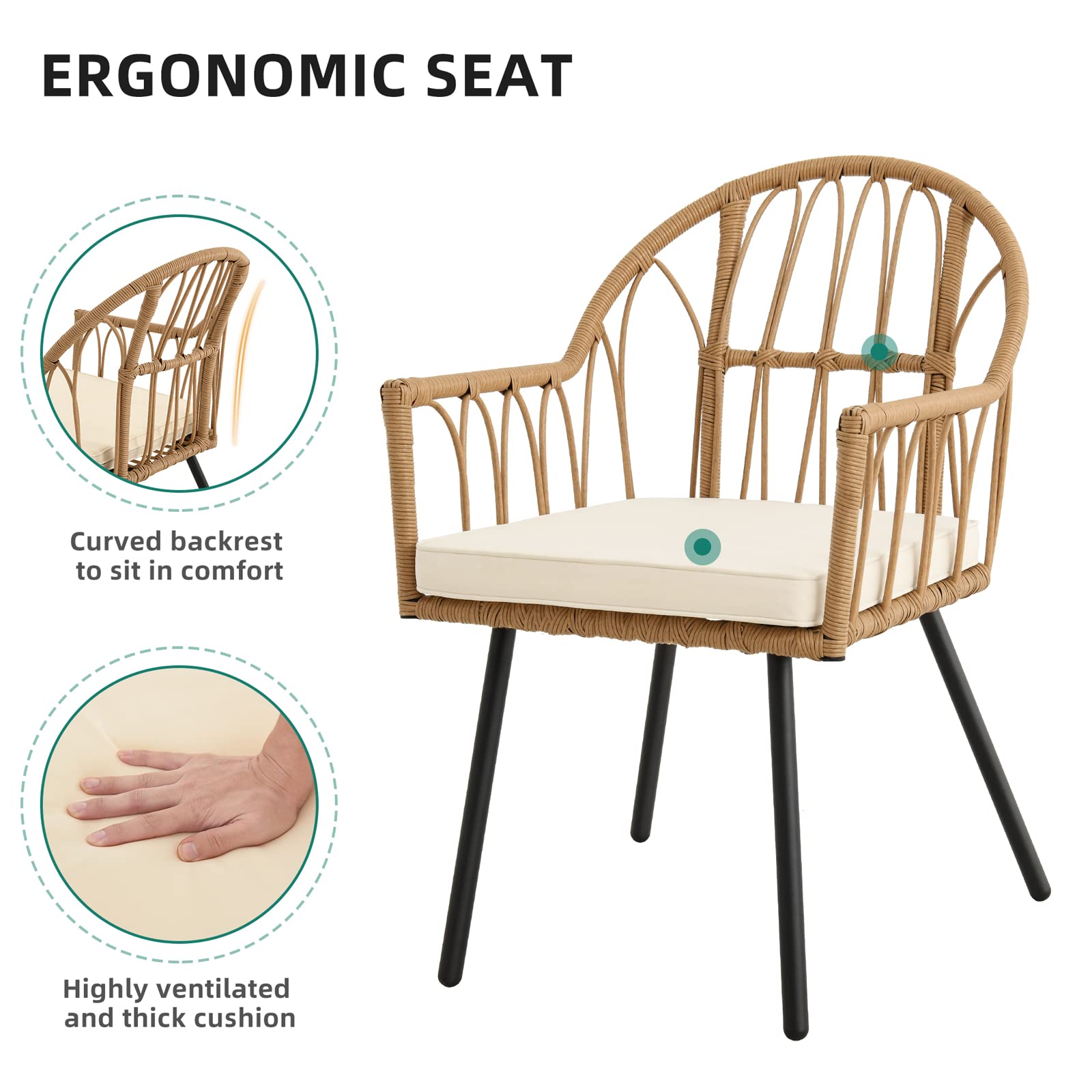 YITAHOME 5-Piece Outdoor Patio Dining Set - Wicker Rattan Table & Chairs for Backyard, Garden, Balcony - Includes Umbrella Hole | Perfect for Outdoor Entertaining, BBQ Parties & Relaxing in the Sun