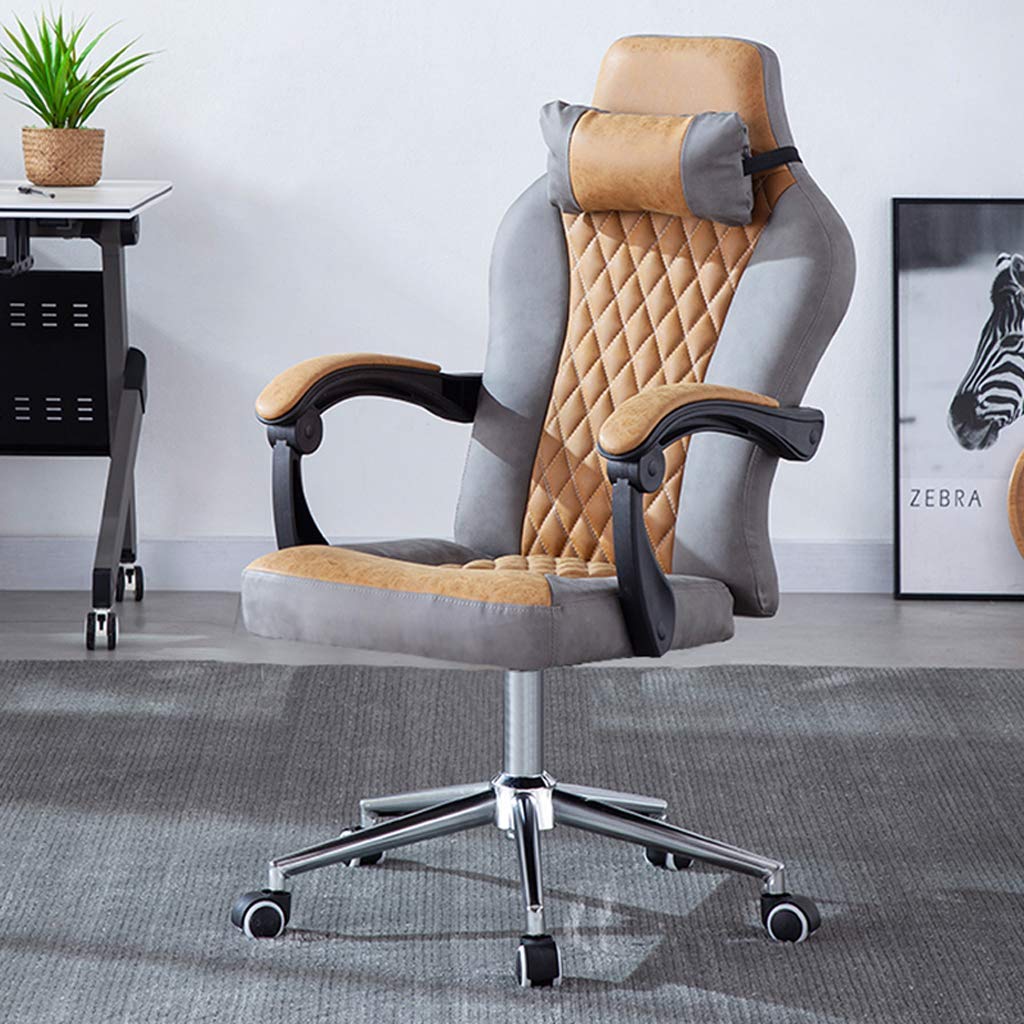 Ergonomic Office Gaming Chair with Footrest - Adjustable Swivel Computer Desk Chair for Home & Office, Reclining Boss Chair with Lumbar Support - Perfect for Work, Gaming & Relaxation (Yellow)