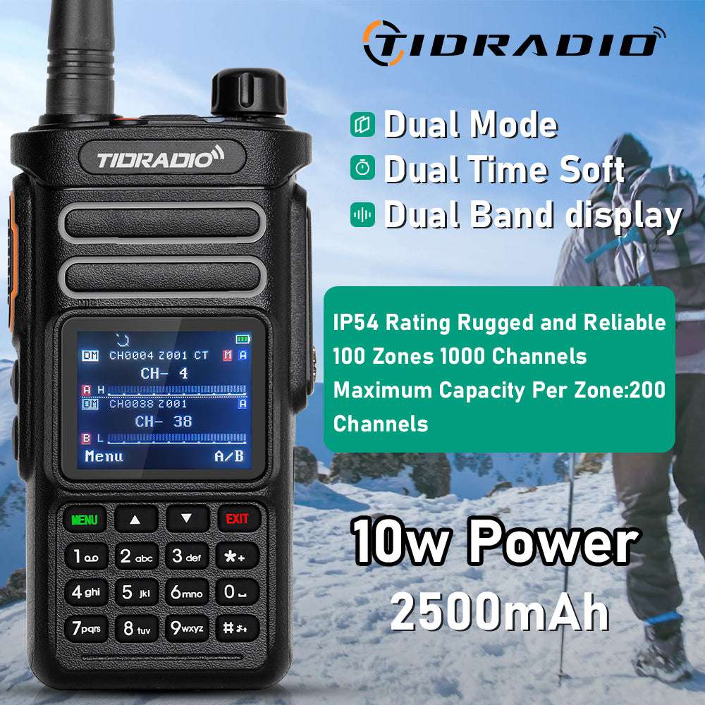 TD DP738 10W DMR Digital/Analog Two-Way Radio with GPS - Long Range Handheld Walkie Talkie for Outdoor Adventures, Construction Sites & Emergency Communication