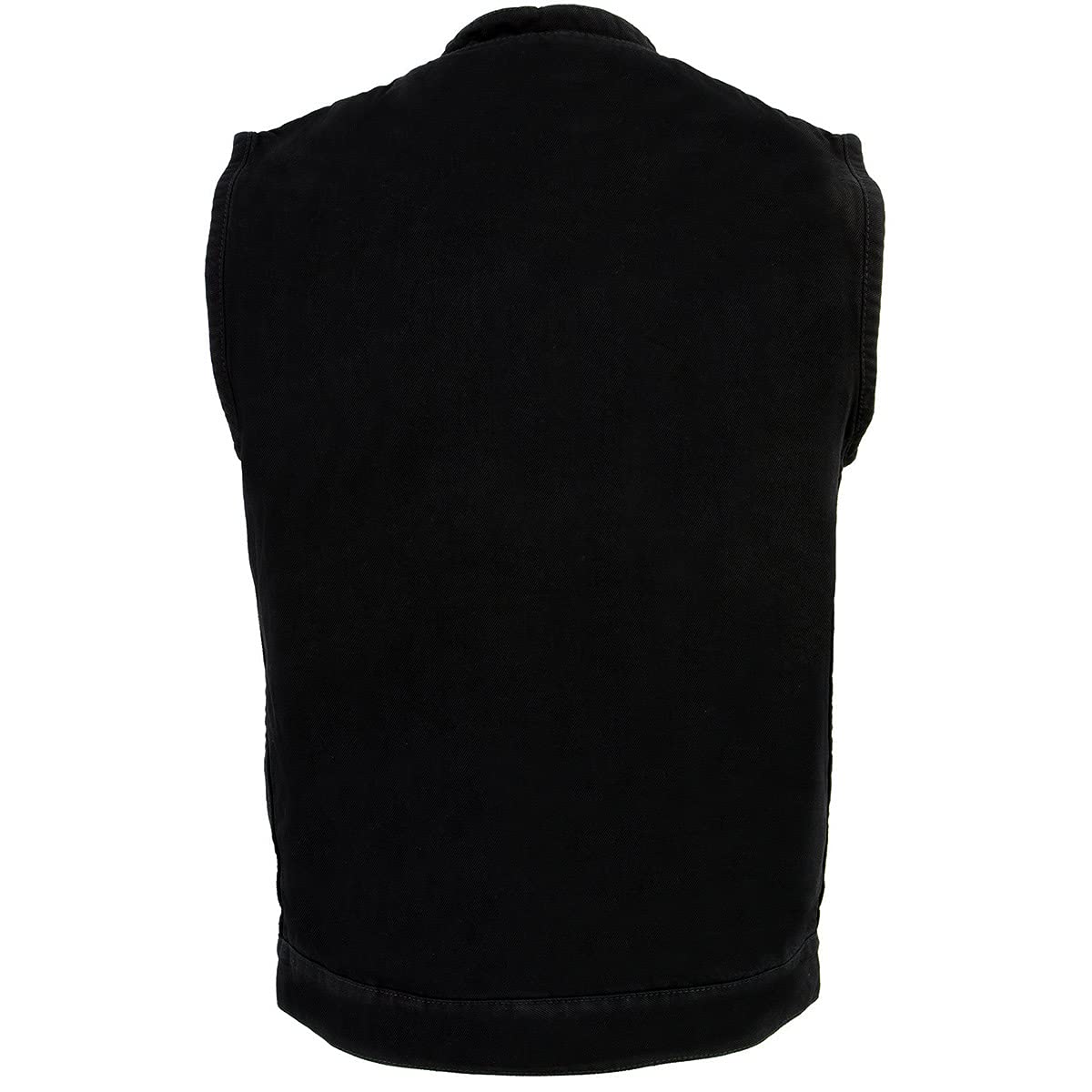 Milwaukee Leather MDM3000 Men's Brute Concealed Snap Black Denim Club Style Vest with Hidden Zipper - Perfect for Motorcycle Riding, Biker Events & Outdoor Adventures