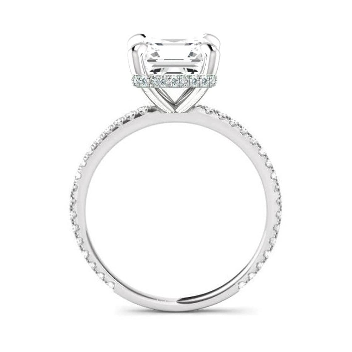 4.00 Carat Radiant Cut Moissanite Infinity Accent Engagement Ring - Vintage Solitaire Hidden Halo Setting Silver Wedding Band - Anniversary Promise Ring Gift for Her by Neerja Jewels - Perfect for Proposals, Weddings & Romantic Occasions