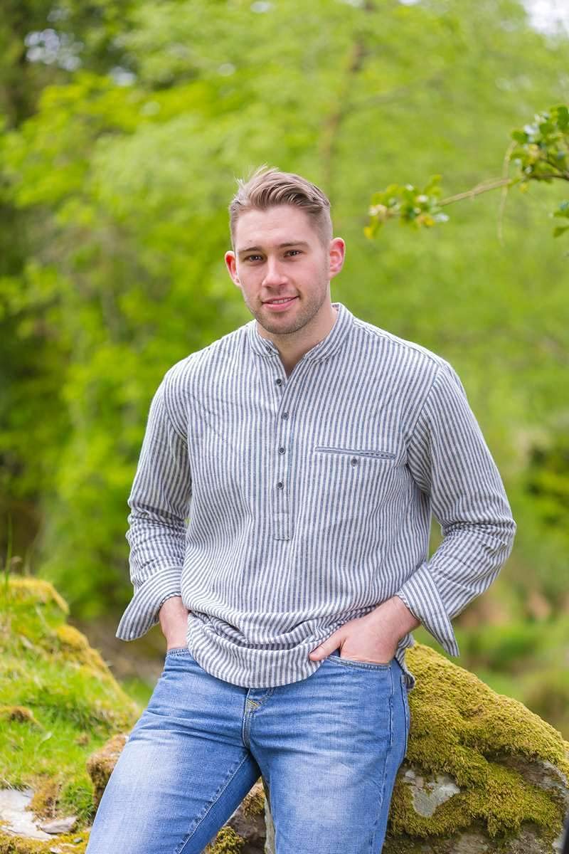 Men's Classic Flannel Cotton Grandfather Shirt - Vintage Plaid Button-Up for Casual Wear, Outdoor Activities & Cozy Loungewear