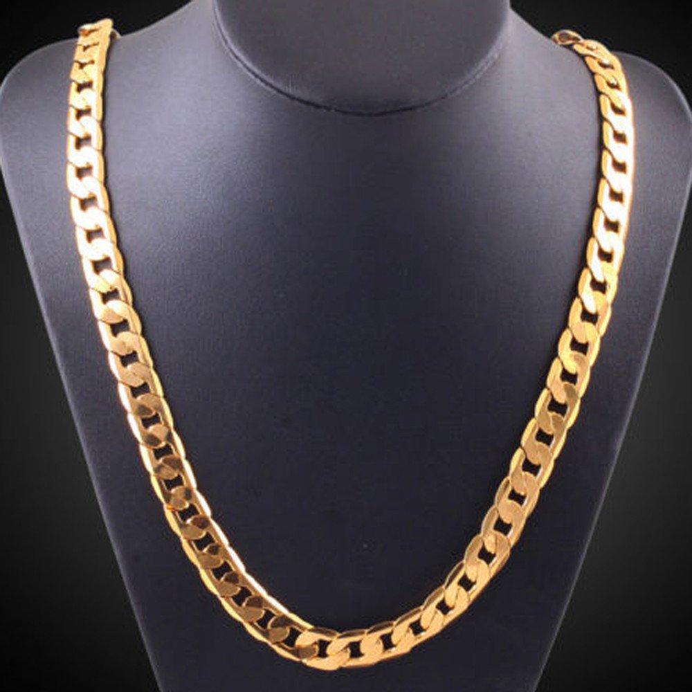 Luxury Gold Cuban Link Chain Necklace for Men & Women - Fashion Curb Choker Jewelry with Pendant - Perfect Birthday & Christmas Gift for Her - Ideal for Parties, Dating, and Casual Wear (Gold, One Size)