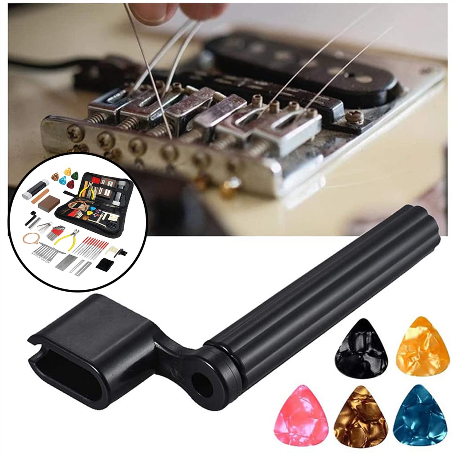 Professional Guitar Repair Tools Kit - Acoustic & Electric Guitar Maintenance Set with Cleaning Supplies - Essential Luthier Tools for Musicians & Guitar Techs (Perfect for Home, Studio & Stage Use)