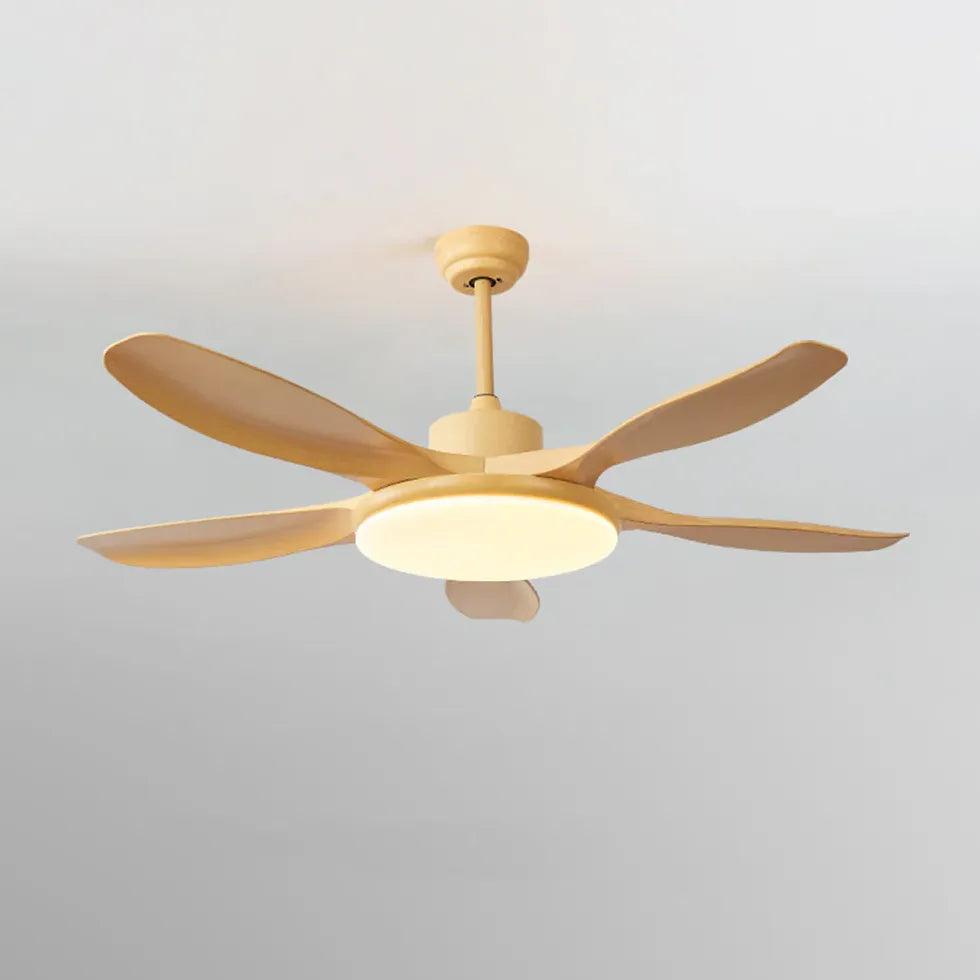 Modern Yellow LED Ceiling Fan with Light - Energy Efficient Quiet Bedroom Fan with Remote Control, 3 Speeds, Reversible Motor - Perfect for Bedroom, Nursery, Living Room & Home Office Cooling