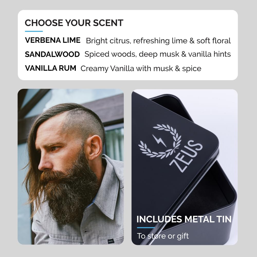 Premium ZEUS Ultimate Beard & Body Care Kit for Men - Complete Grooming Set with Sandalwood Scent | Perfect Gift for Father's Day, Birthday & Self-Care Routine