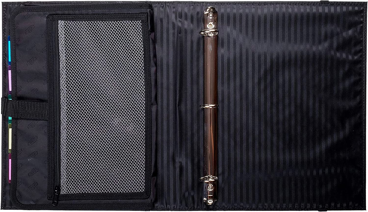 Case-it Pro Padfolio Portfolio Binder - 1 Inch D-Ring Binder with 5-Tab Expanding File Folder & Multiple Pockets - Black (LL-PRO-243) - Perfect for Business Meetings, Presentations & Organization