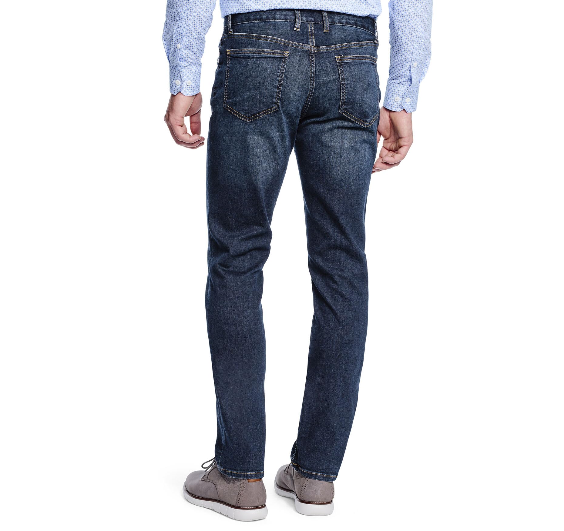 Johnston & Murphy Men's Slim Fit Stretch Denim Jeans - Comfortable Straight Leg Casual Pants for Work & Everyday Wear