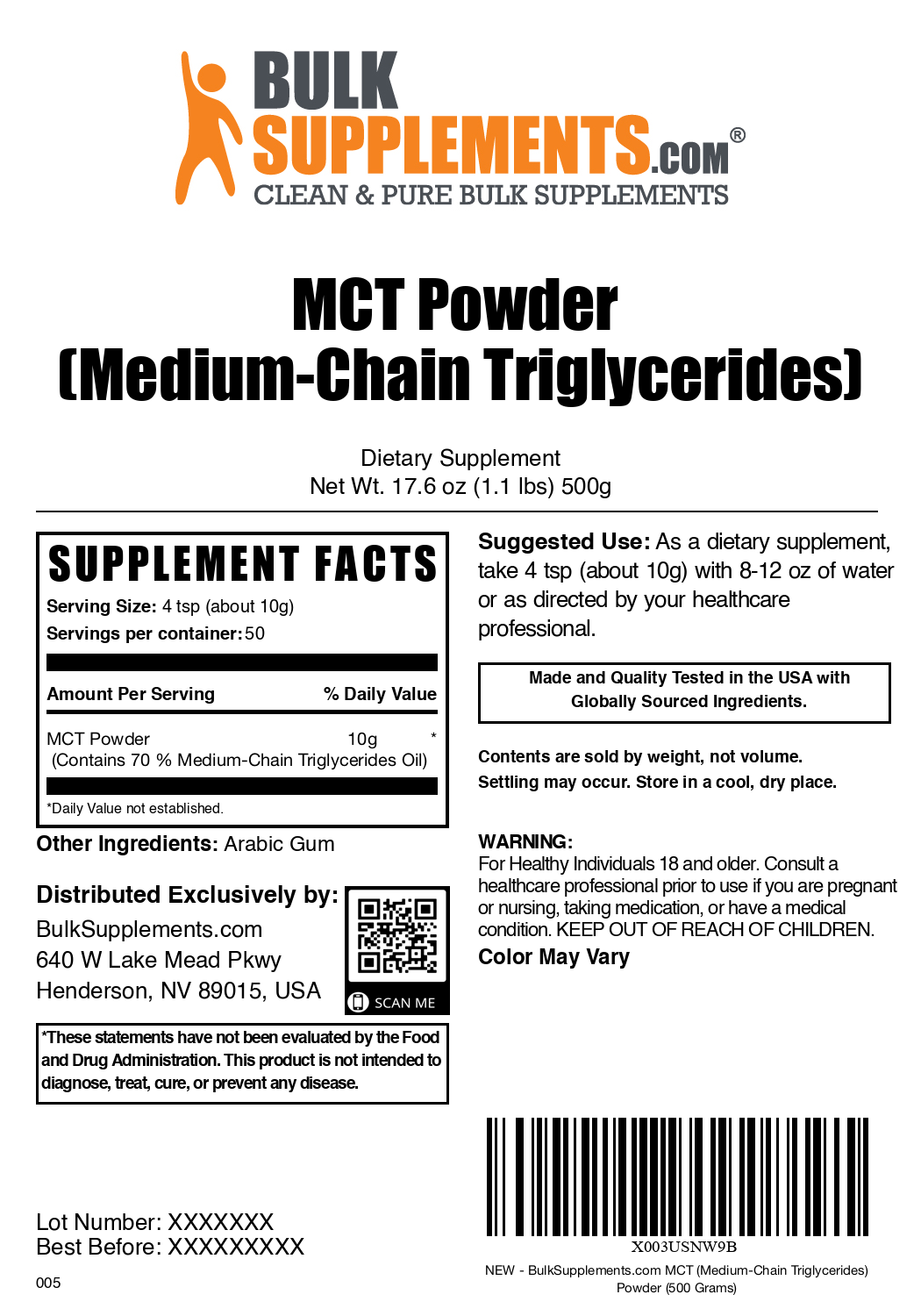 Organic MCT Oil Powder - Premium Keto & Paleo Supplement for Energy & Weight Loss - Ideal for Coffee, Smoothies & Baking - 16oz (454g) Resealable Bag