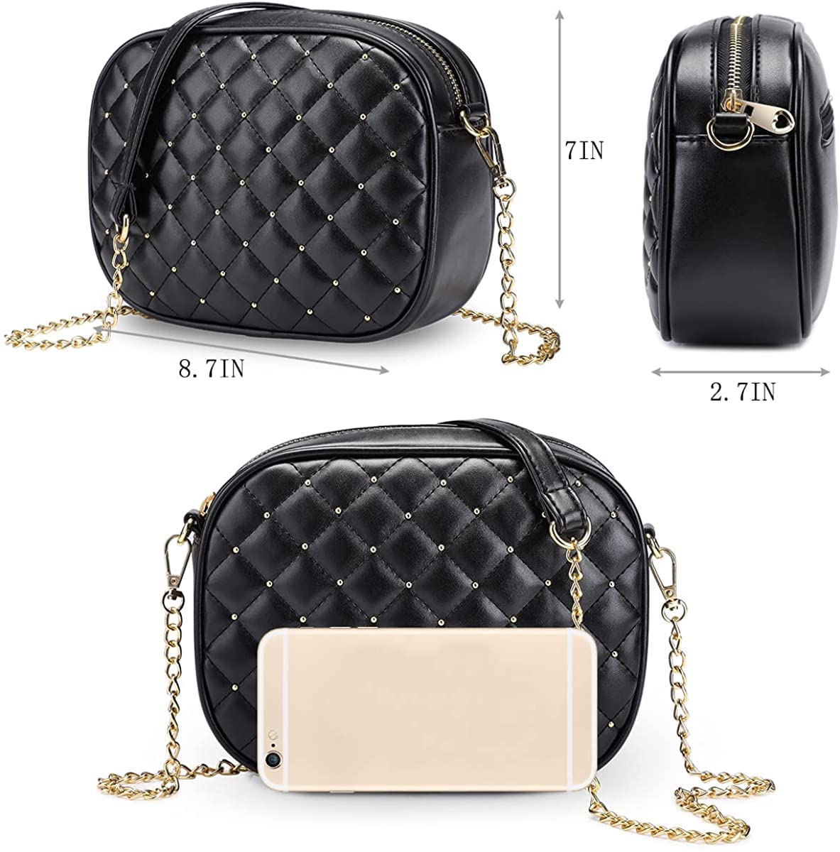 Hanbella Women's Crossbody Clutch Purse - Stylish Small Quilted Leather Shoulder Bag with Gold Chain for Women & Teens | Perfect for Parties, Dating & Daily Use