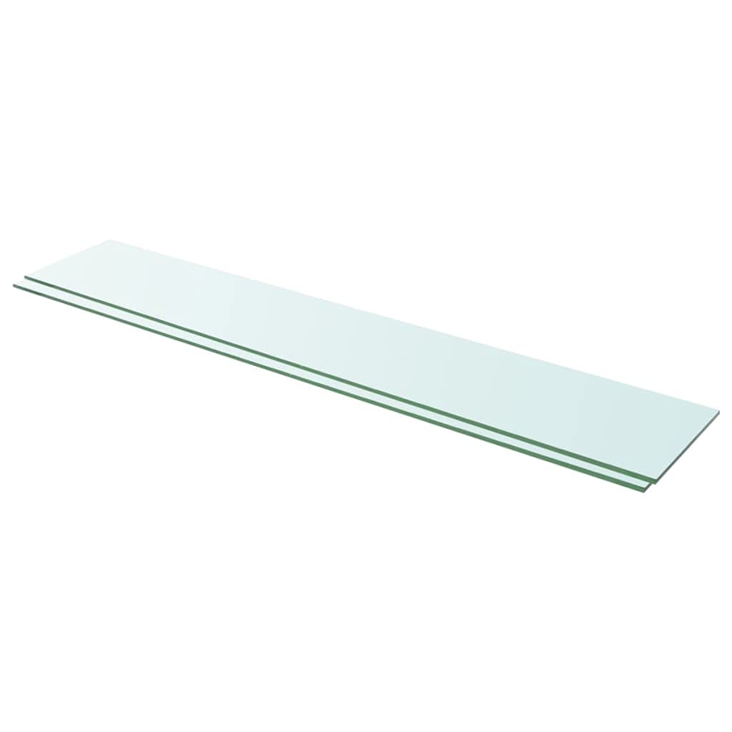Floating Glass Shelves Set of 2 - 43.3x7.9 Inch Wall Mounted Clear Panel Shelves for Bedroom, Living Room, Bathroom, Kitchen & Office Storage | Modern Home Decor & Space Saving Solution