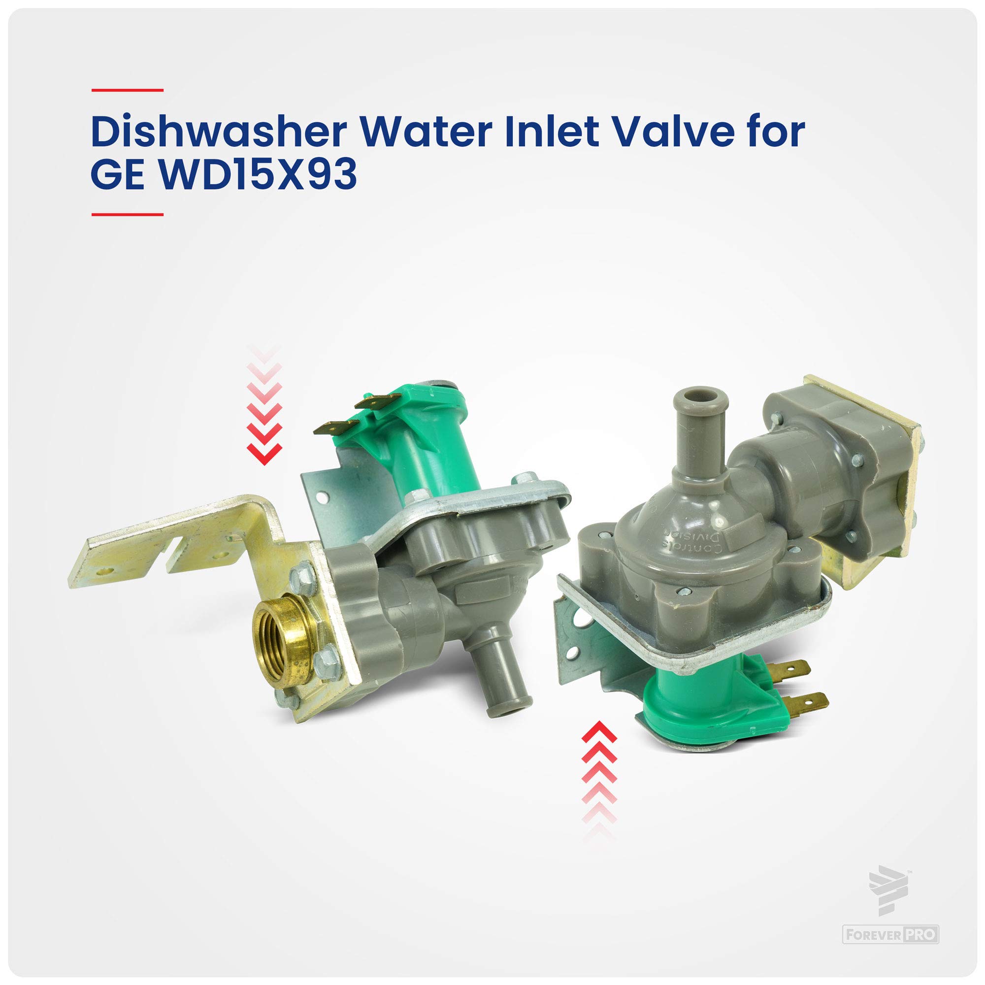 ForeverPRO WD15X93 Dishwasher Water Inlet Valve Replacement for GE Dishwasher Models 3310 AH259411 DW421 DW57 - Fix Leaks & Improve Performance for Quiet Kitchen Cleaning