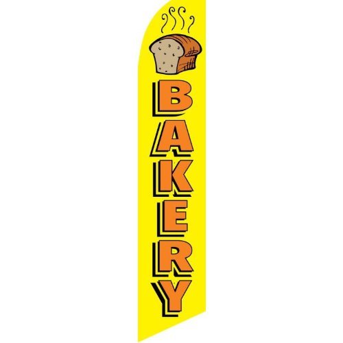 BAKERY Advertising Flag - Yellow with Orange Text & Bread Design - Perfect for Bakeries, Cafes, and Food Trucks to Attract Customers