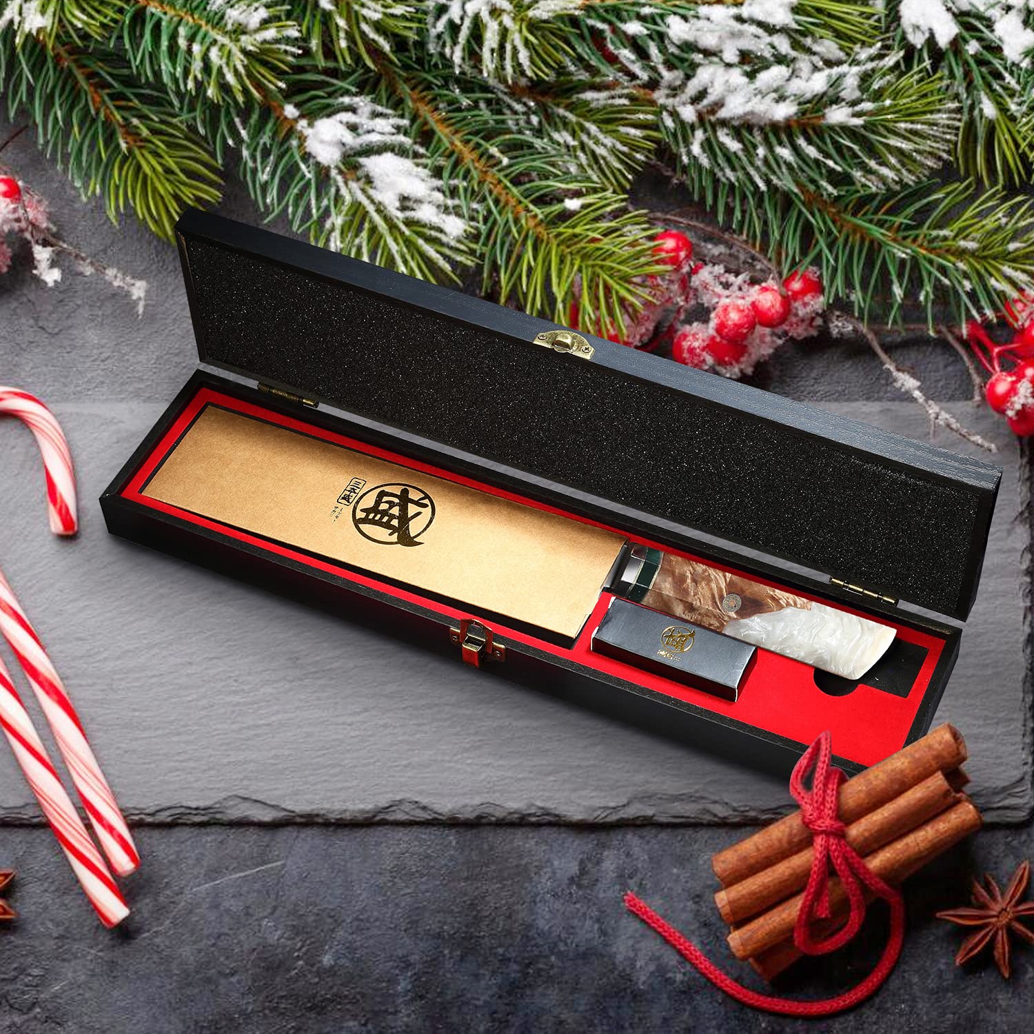 Premium 8-inch Japanese Kiritsuke Chef Knife - Hand-Forged 67-Layer 440C Damascus Steel - Professional Kitchen Knife for Meat, Sushi & Vegetables - Red Pomegranate Handle with Sandalwood Gift Box - Ideal for Home Chefs & Professional Kitchens