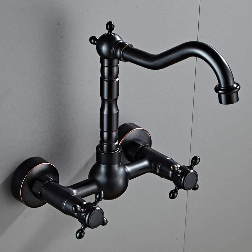 Brass Wall Mount Kitchen Faucet - Hot & Cold Water Rotating Tap for Sink, Washbasin & Bathroom | Perfect for Modern Homes, Restaurants & Commercial Spaces