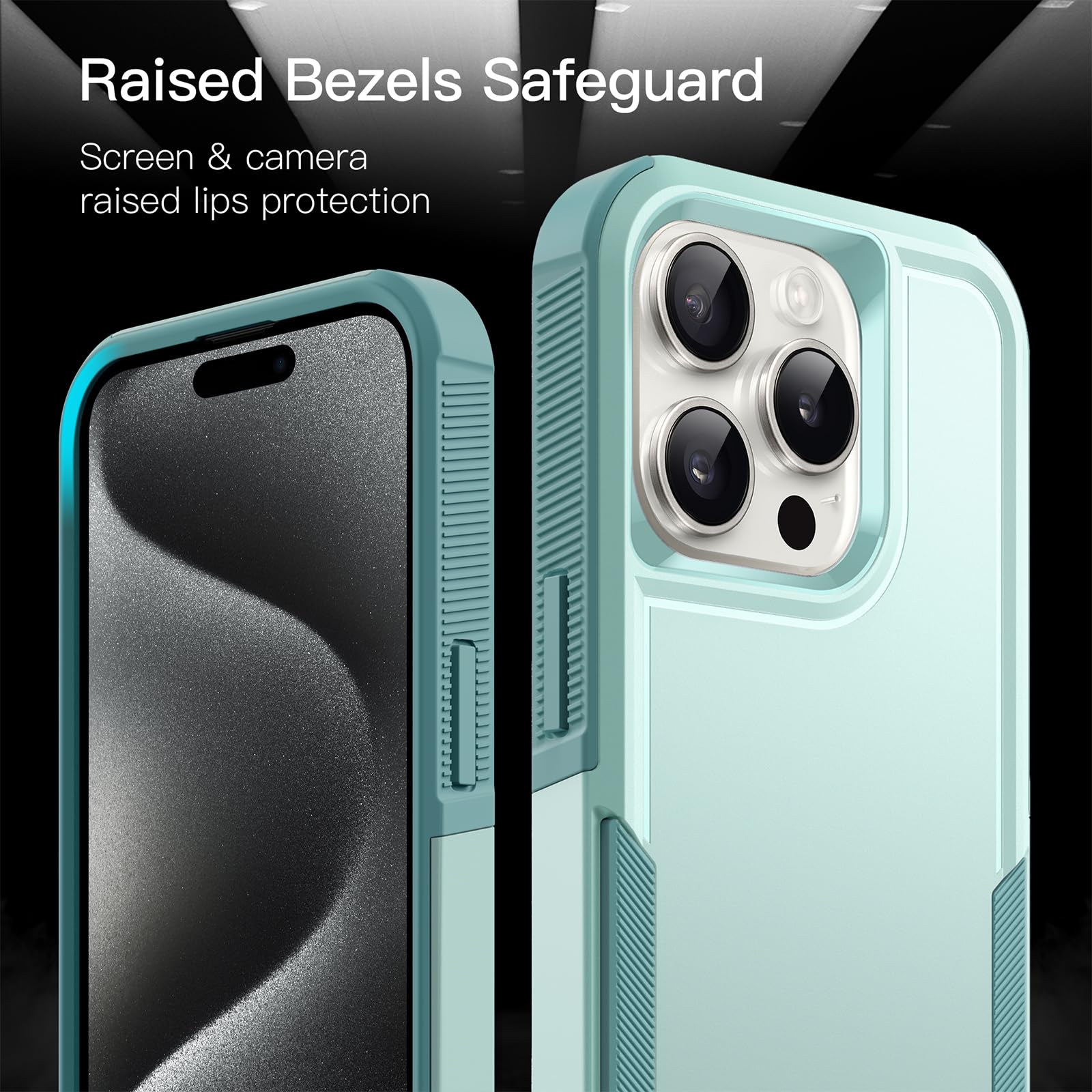 JETech Heavy Duty Rugged Case for iPhone 15 Pro Max 6.7-Inch - Dual Layer Shockproof Protection, Matte Back Cover (Mint Green) | Perfect for Outdoor Adventures, Construction Work & Active Lifestyles