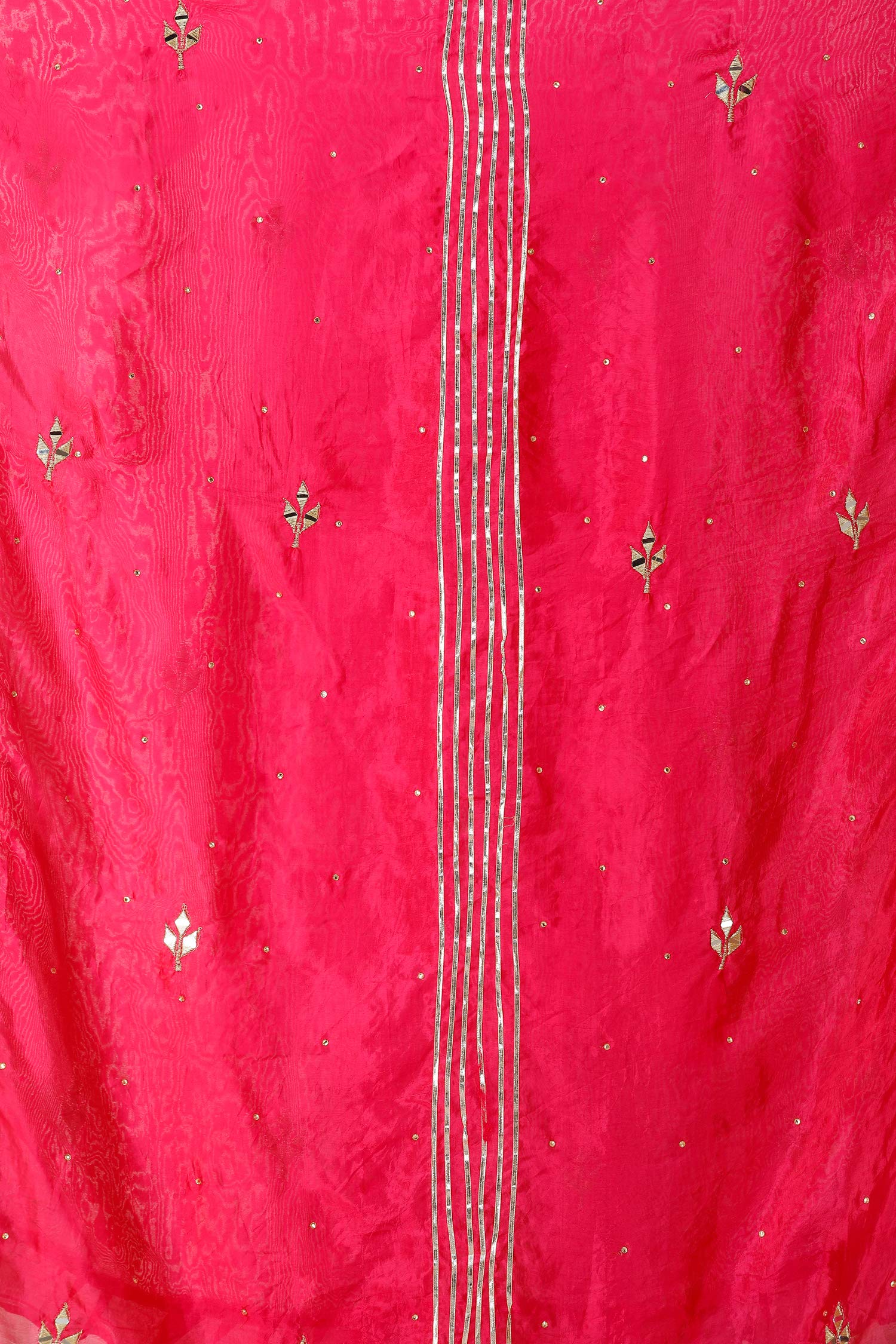 Exotic Indian Dupatta from Amritsar - Gota Patches & Frill Border Art Silk Scarf | Perfect for Weddings, Festivals & Ethnic Outfits