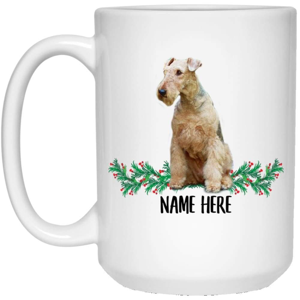 Personalized Airedale Terrier Gold Name Coffee Mug - 15oz Funny Christmas Gift 2024 - Great for Office Use, Home Decor & Dog Lover Presents